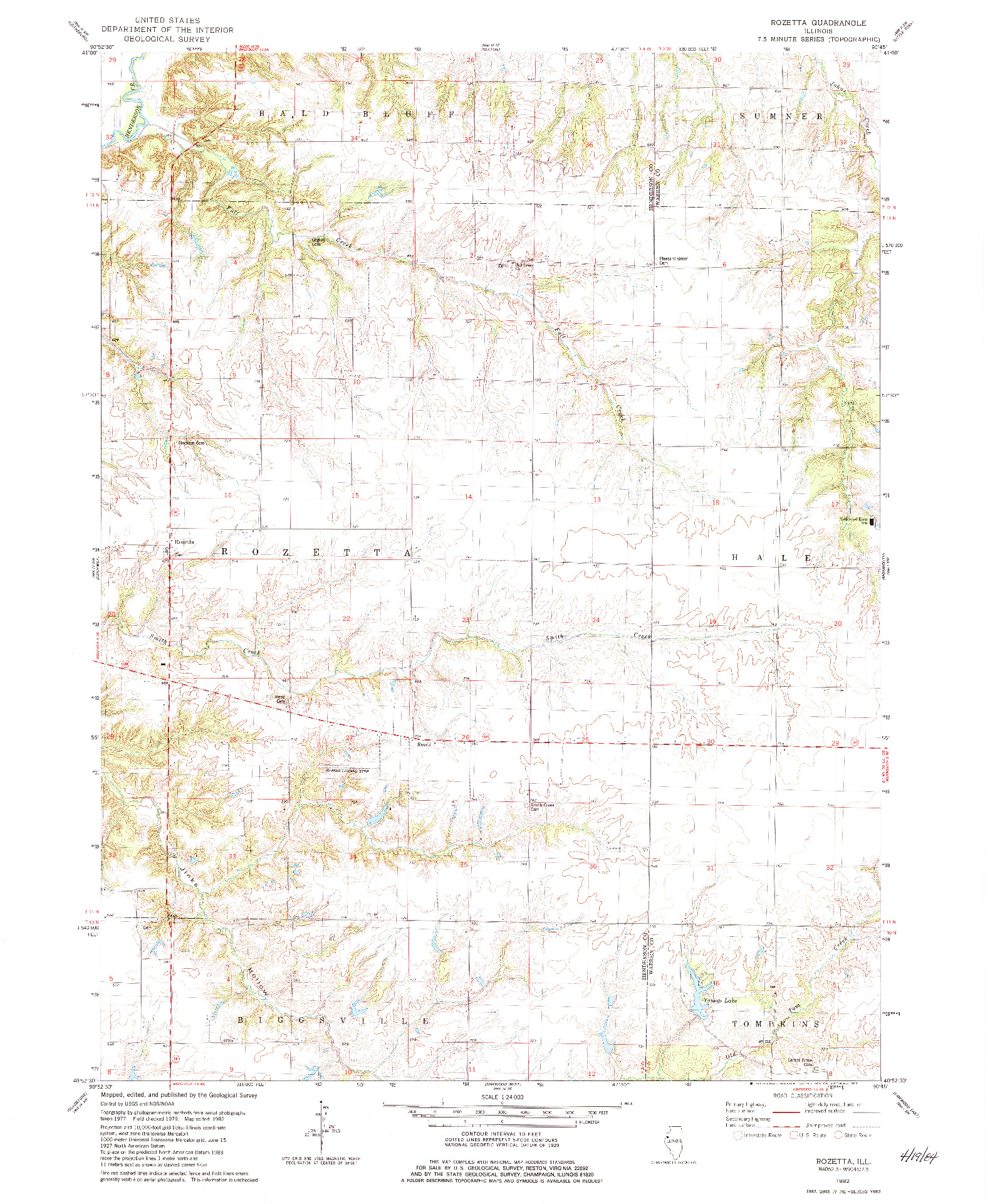 USGS 1:24000-SCALE QUADRANGLE FOR ROZETTA, IL 1982