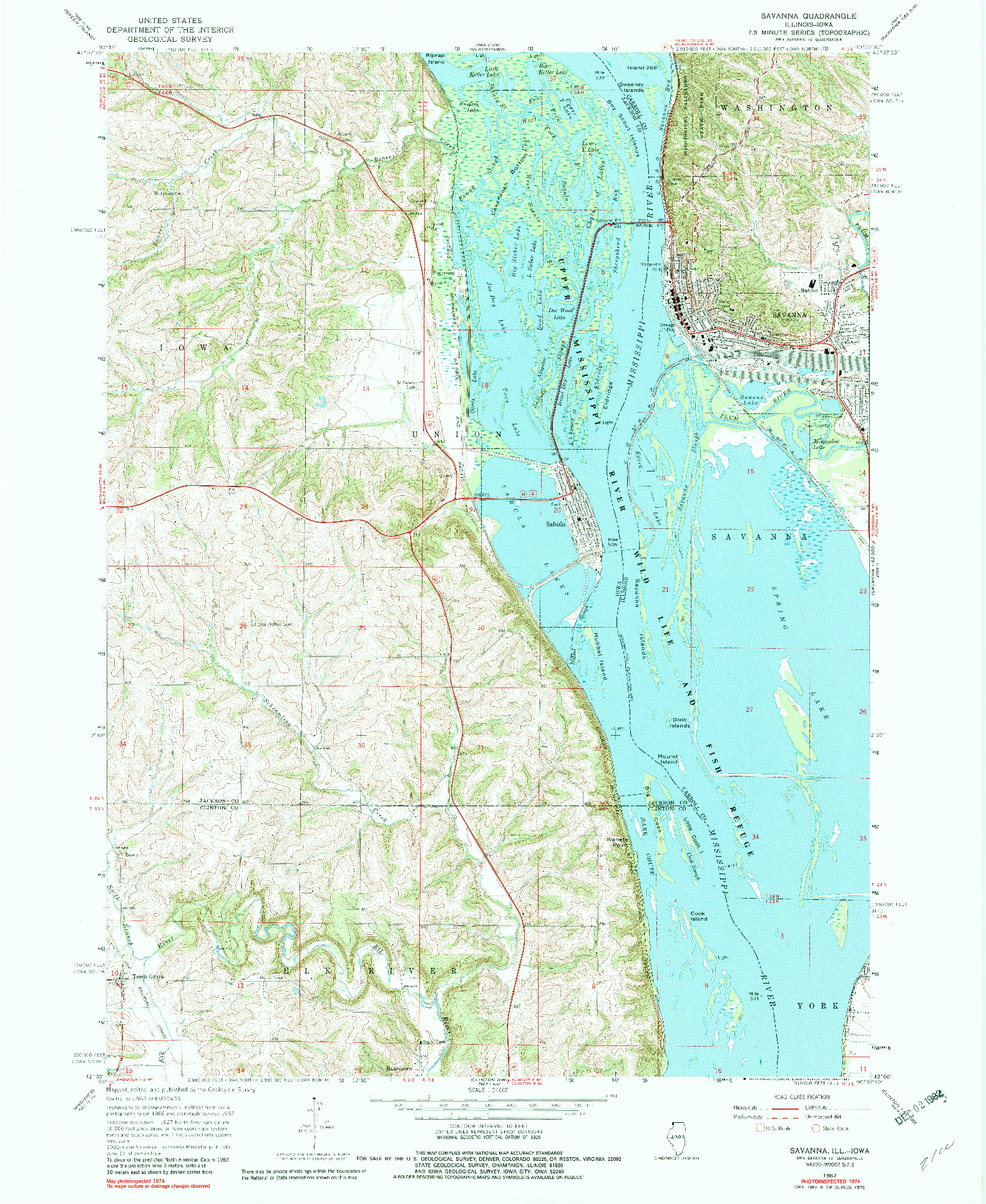 USGS 1:24000-SCALE QUADRANGLE FOR SAVANNA, IL 1967