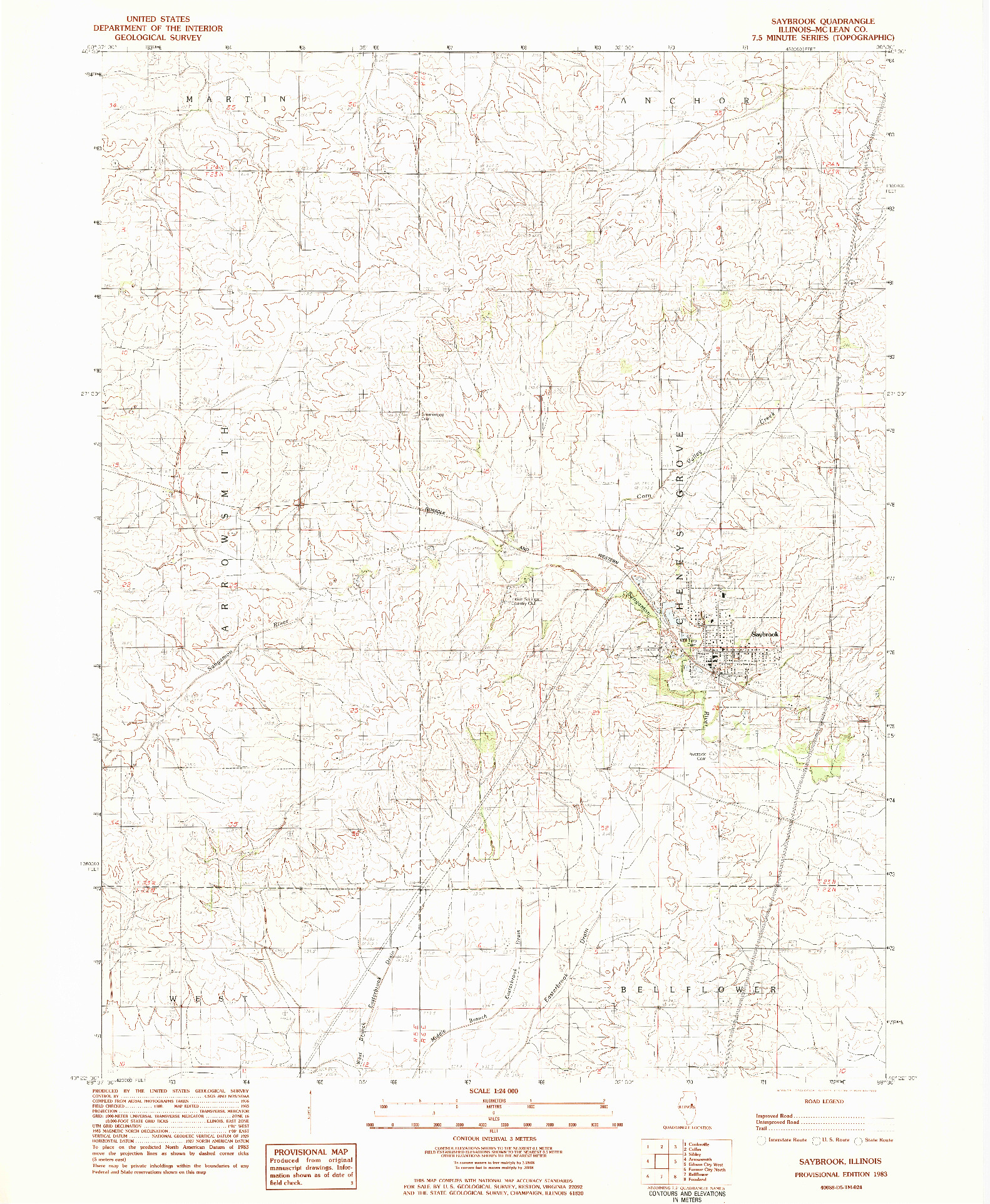 USGS 1:24000-SCALE QUADRANGLE FOR SAYBROOK, IL 1983
