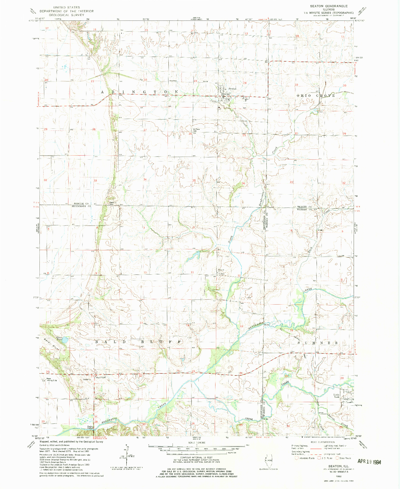 USGS 1:24000-SCALE QUADRANGLE FOR SEATON, IL 1982