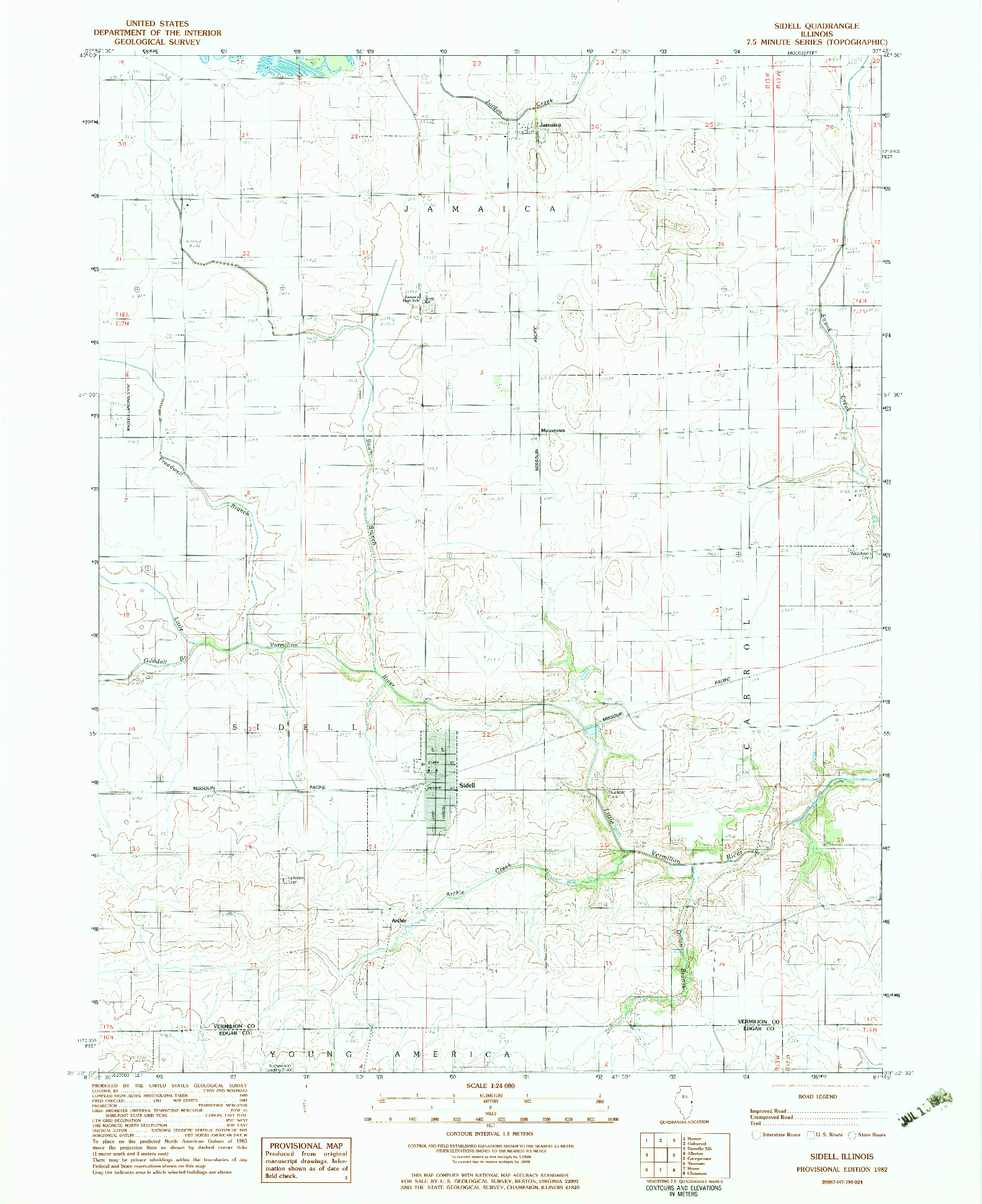 USGS 1:24000-SCALE QUADRANGLE FOR SIDELL, IL 1982