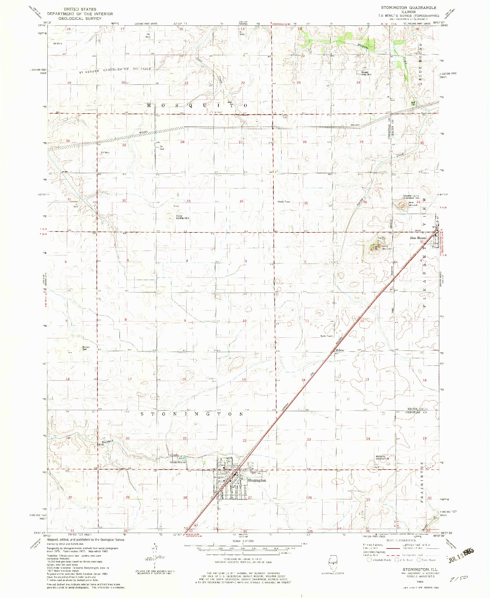 USGS 1:24000-SCALE QUADRANGLE FOR STONINGTON, IL 1982