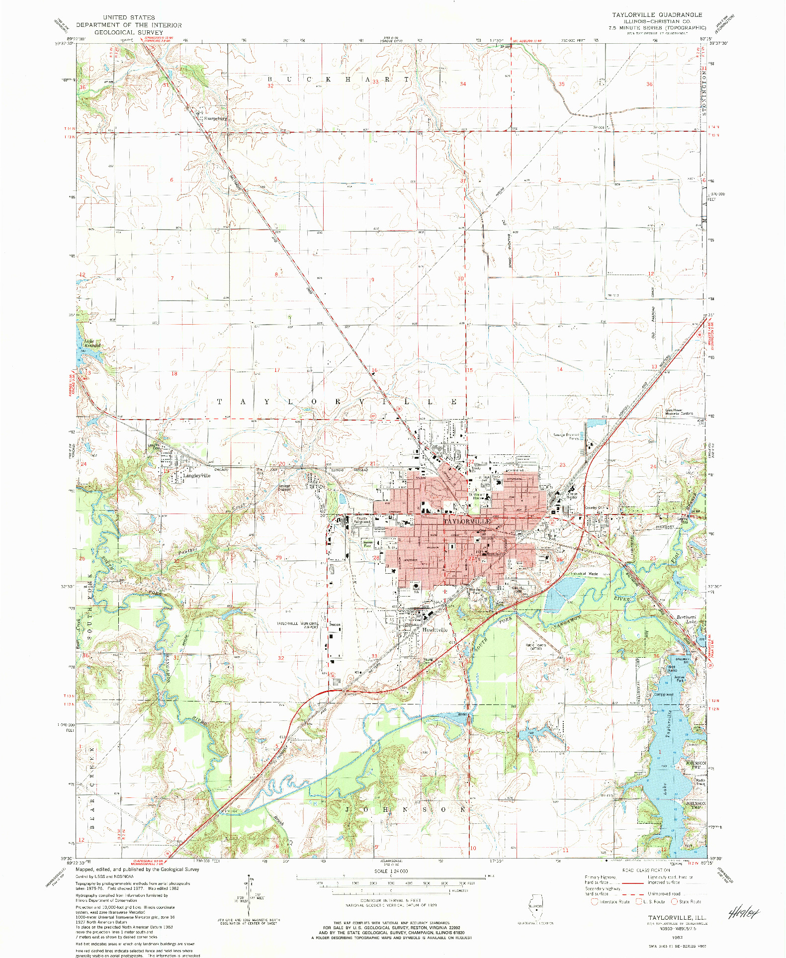 USGS 1:24000-SCALE QUADRANGLE FOR TAYLORVILLE, IL 1982