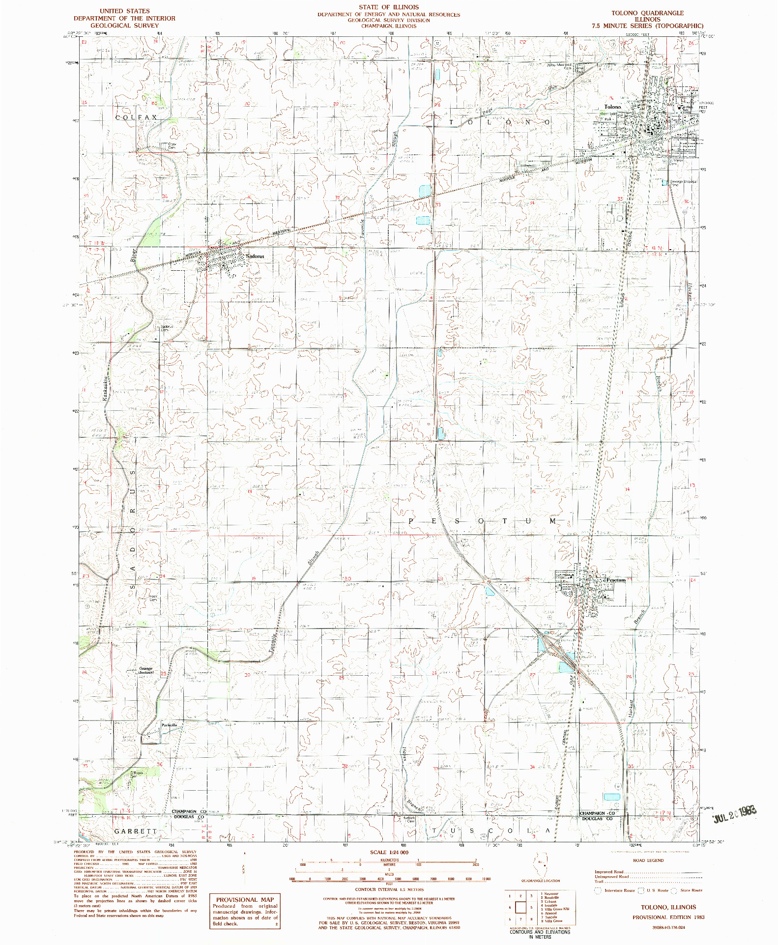USGS 1:24000-SCALE QUADRANGLE FOR TOLONO, IL 1983