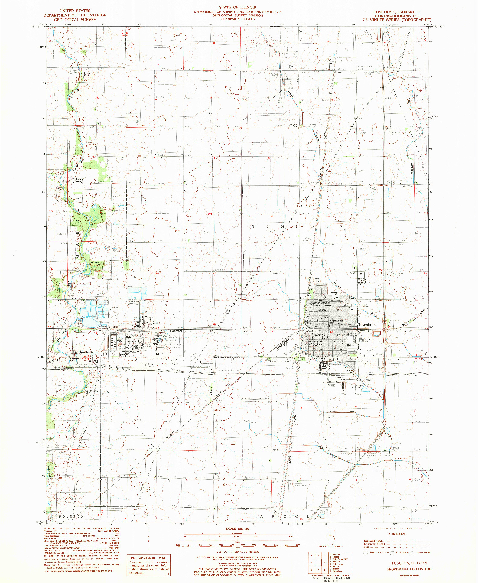 USGS 1:24000-SCALE QUADRANGLE FOR TUSCOLA, IL 1983