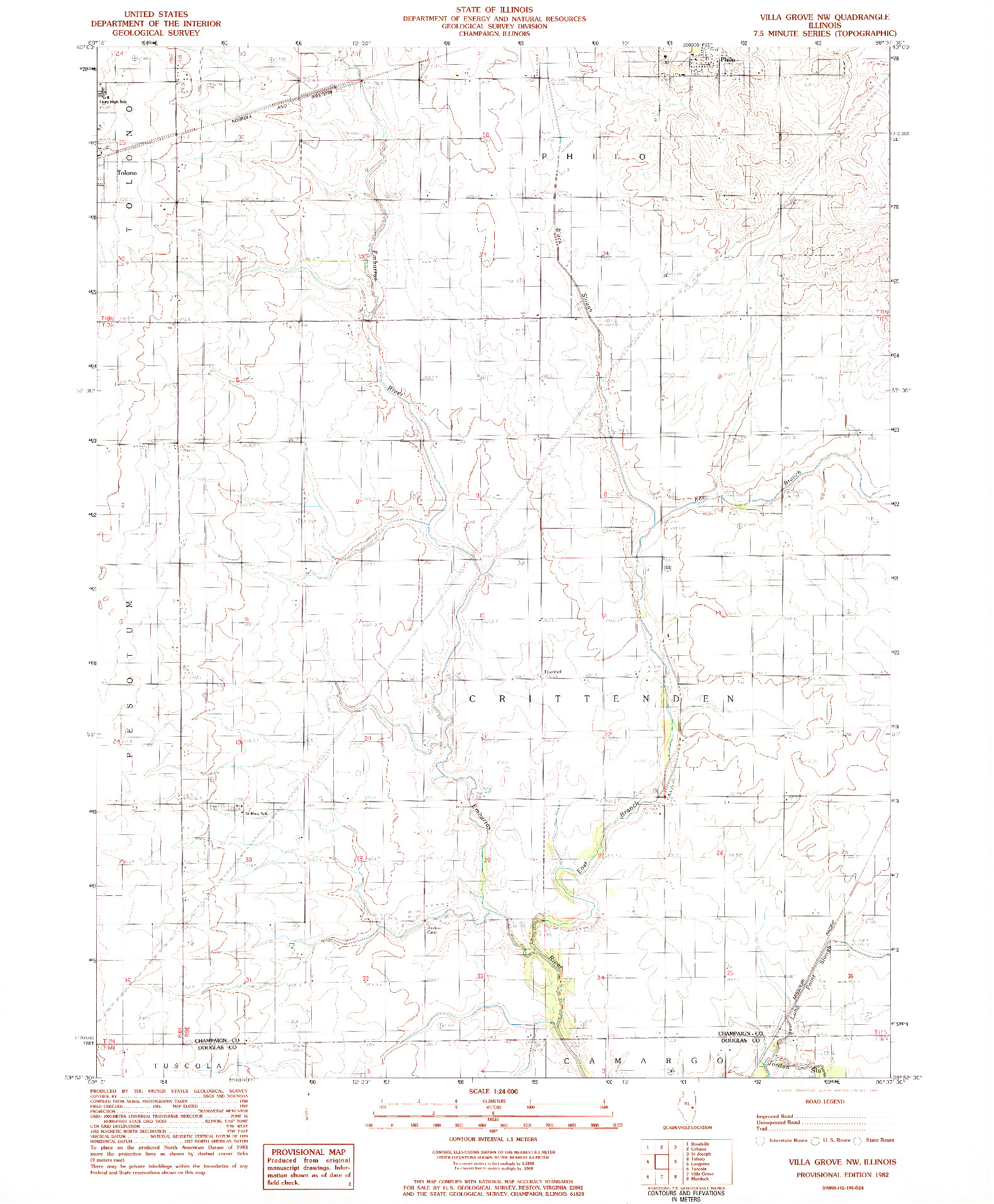 USGS 1:24000-SCALE QUADRANGLE FOR VILLA GROVE NW, IL 1982