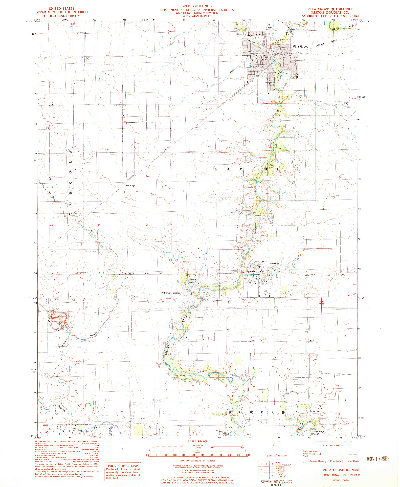USGS 1:24000-SCALE QUADRANGLE FOR VILLA GROVE, IL 1982