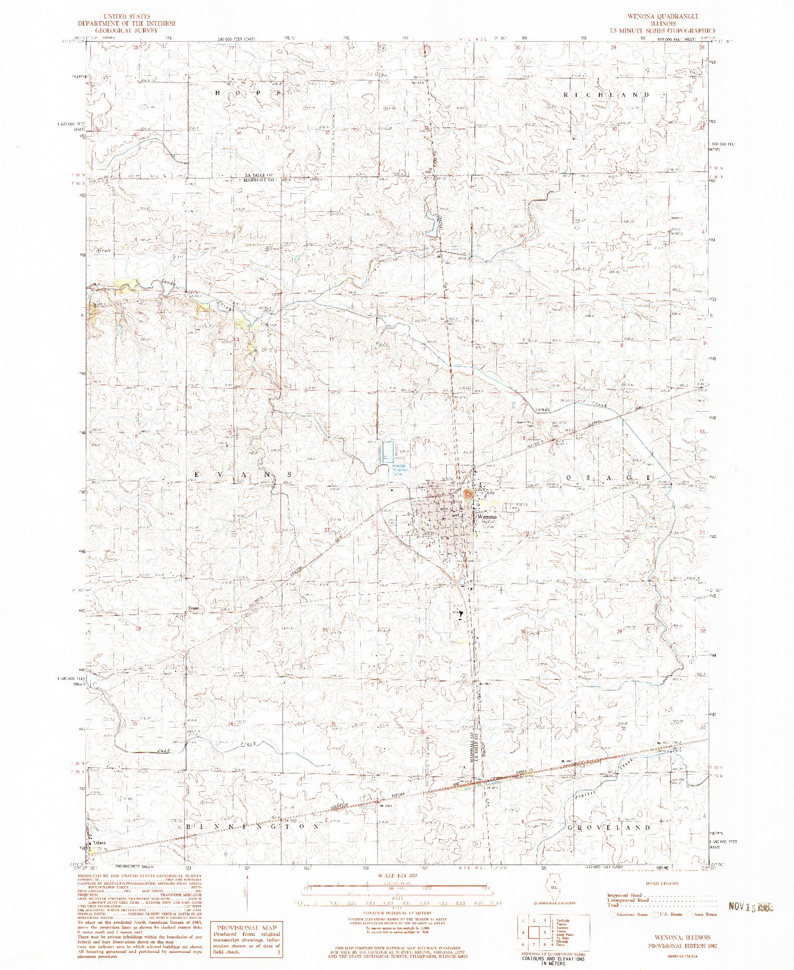 USGS 1:24000-SCALE QUADRANGLE FOR WENONA, IL 1982