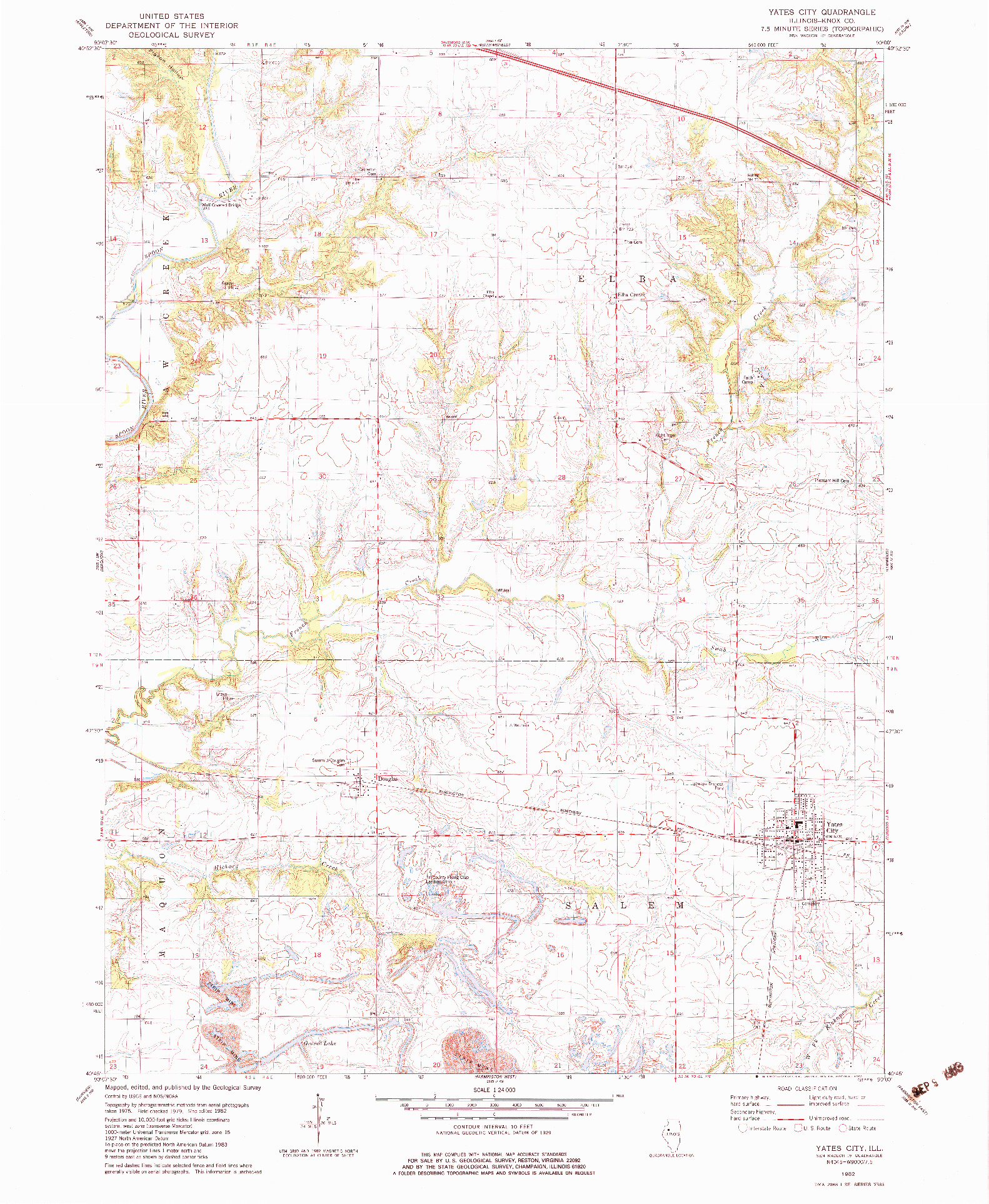 USGS 1:24000-SCALE QUADRANGLE FOR YATES CITY, IL 1982