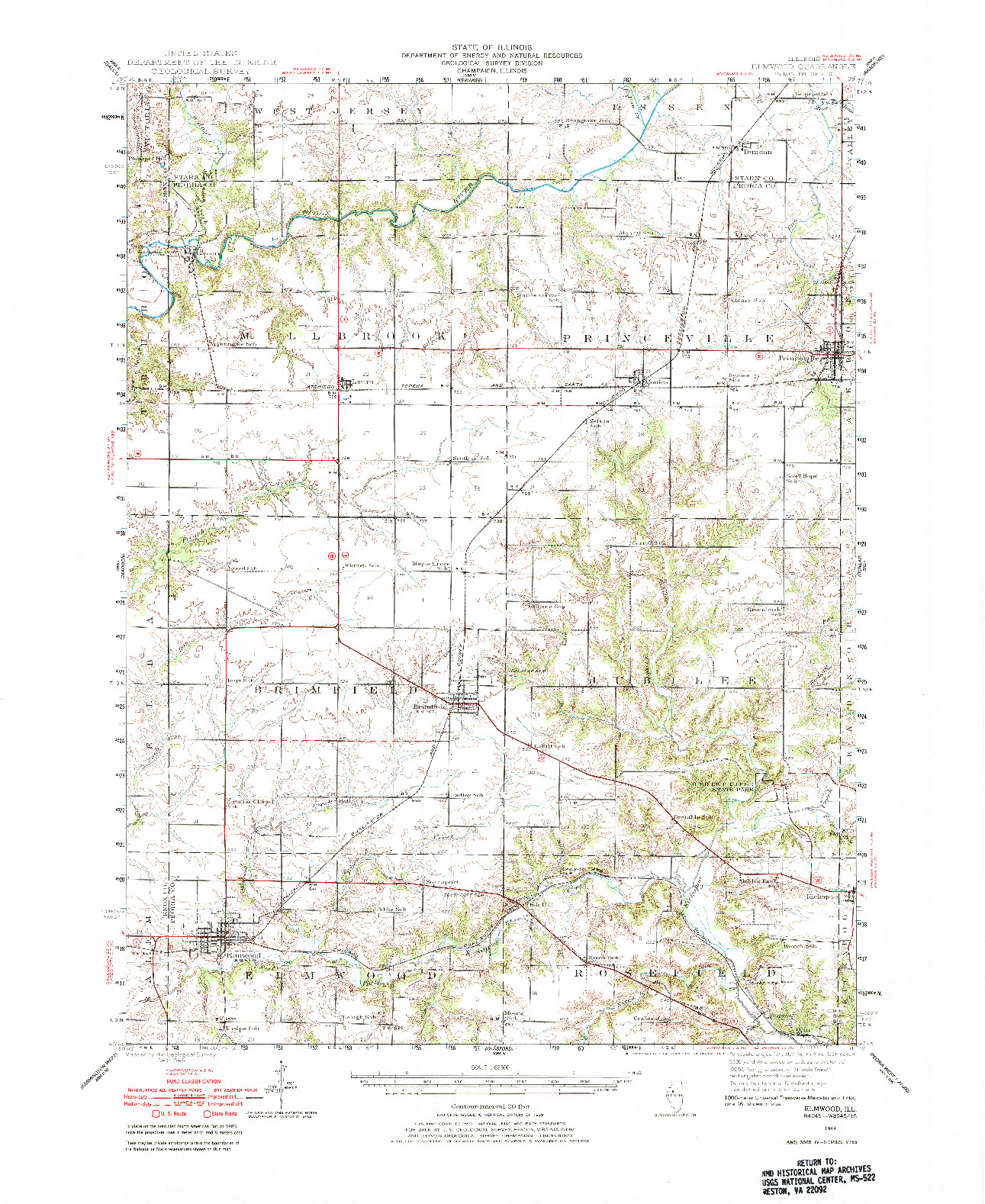 USGS 1:62500-SCALE QUADRANGLE FOR ELMWOOD, IL 1944