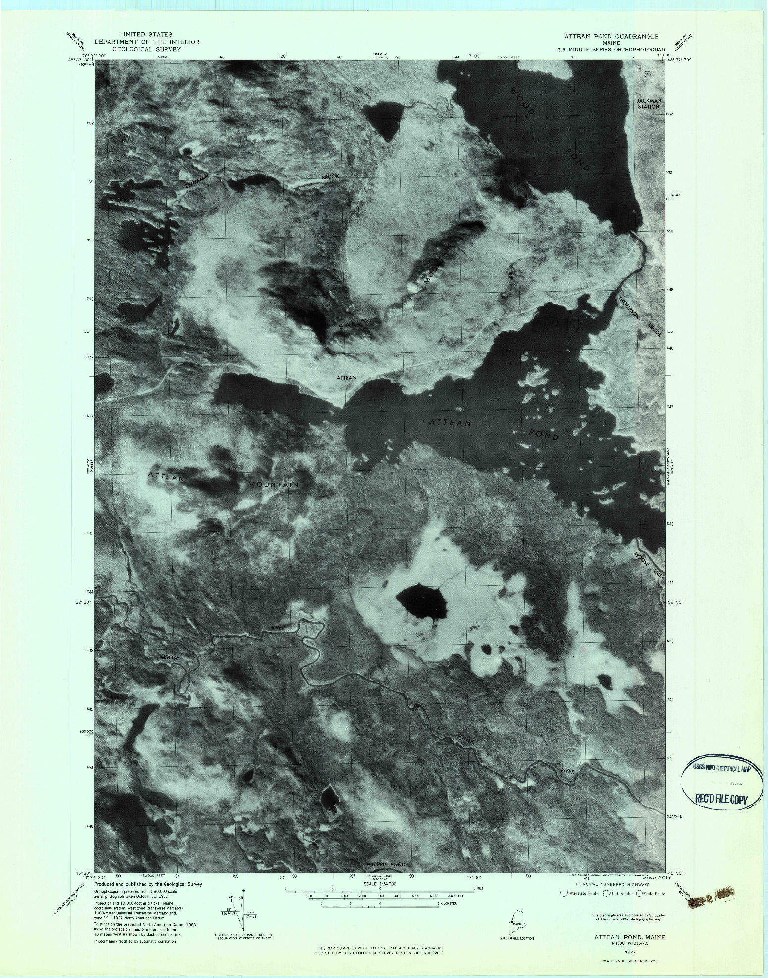 USGS 1:24000-SCALE QUADRANGLE FOR ATTEAN POND, ME 1977
