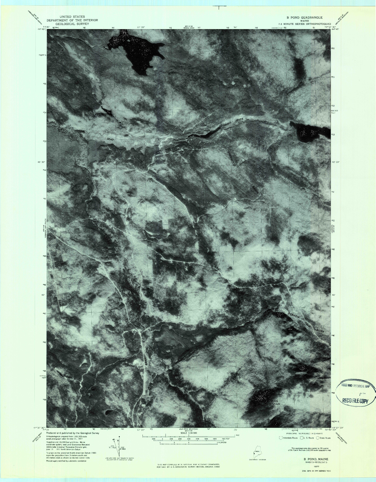 USGS 1:24000-SCALE QUADRANGLE FOR B POND, ME 1977