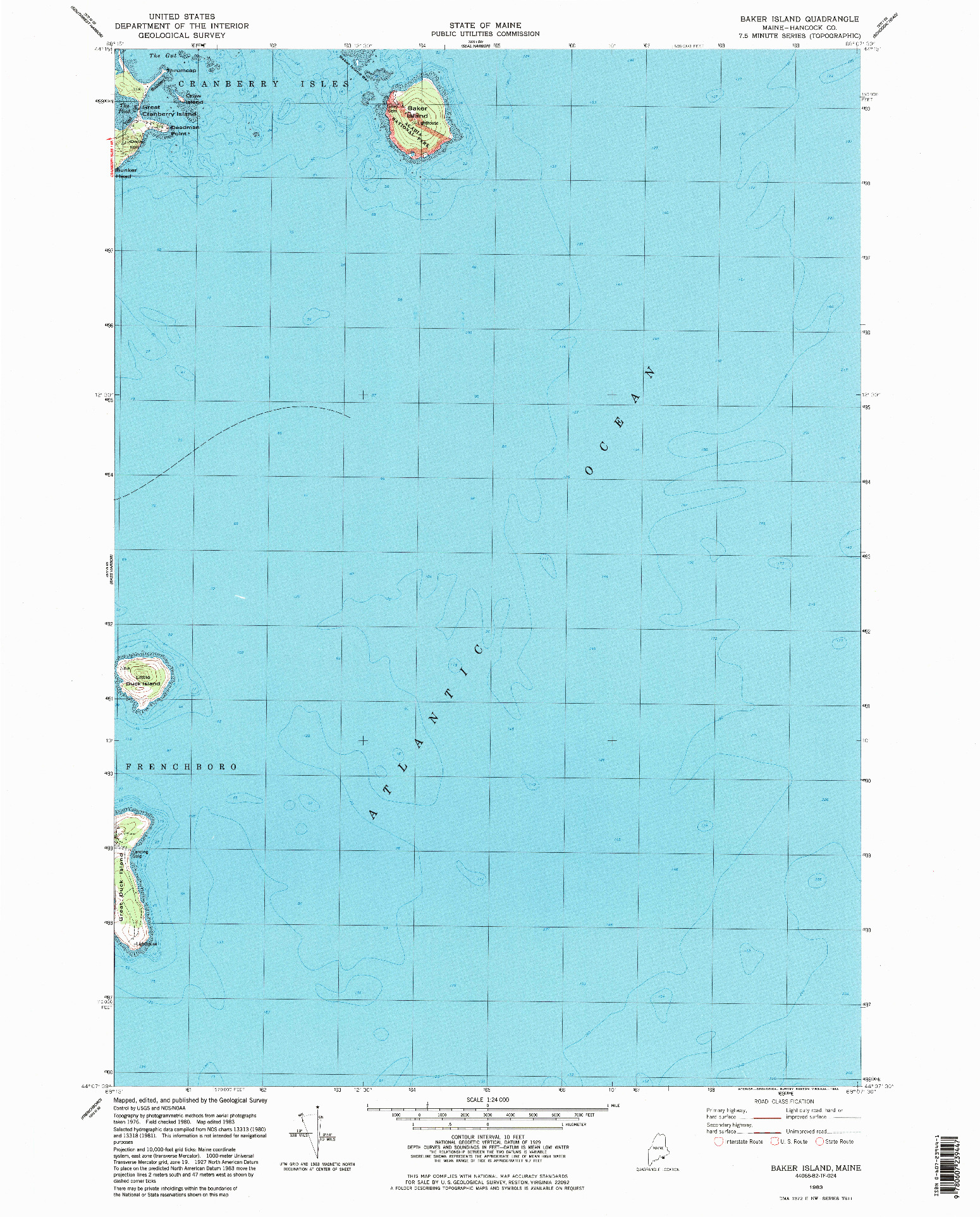 USGS 1:24000-SCALE QUADRANGLE FOR BAKER ISLAND, ME 1983