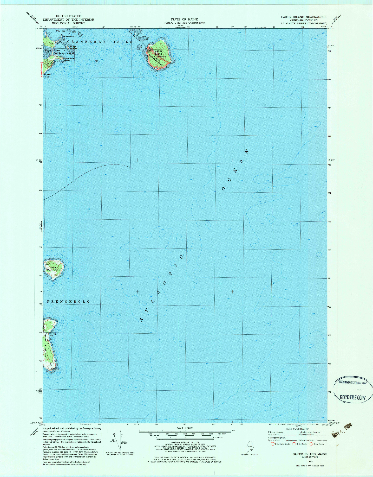 USGS 1:24000-SCALE QUADRANGLE FOR BAKER ISLAND, ME 1983