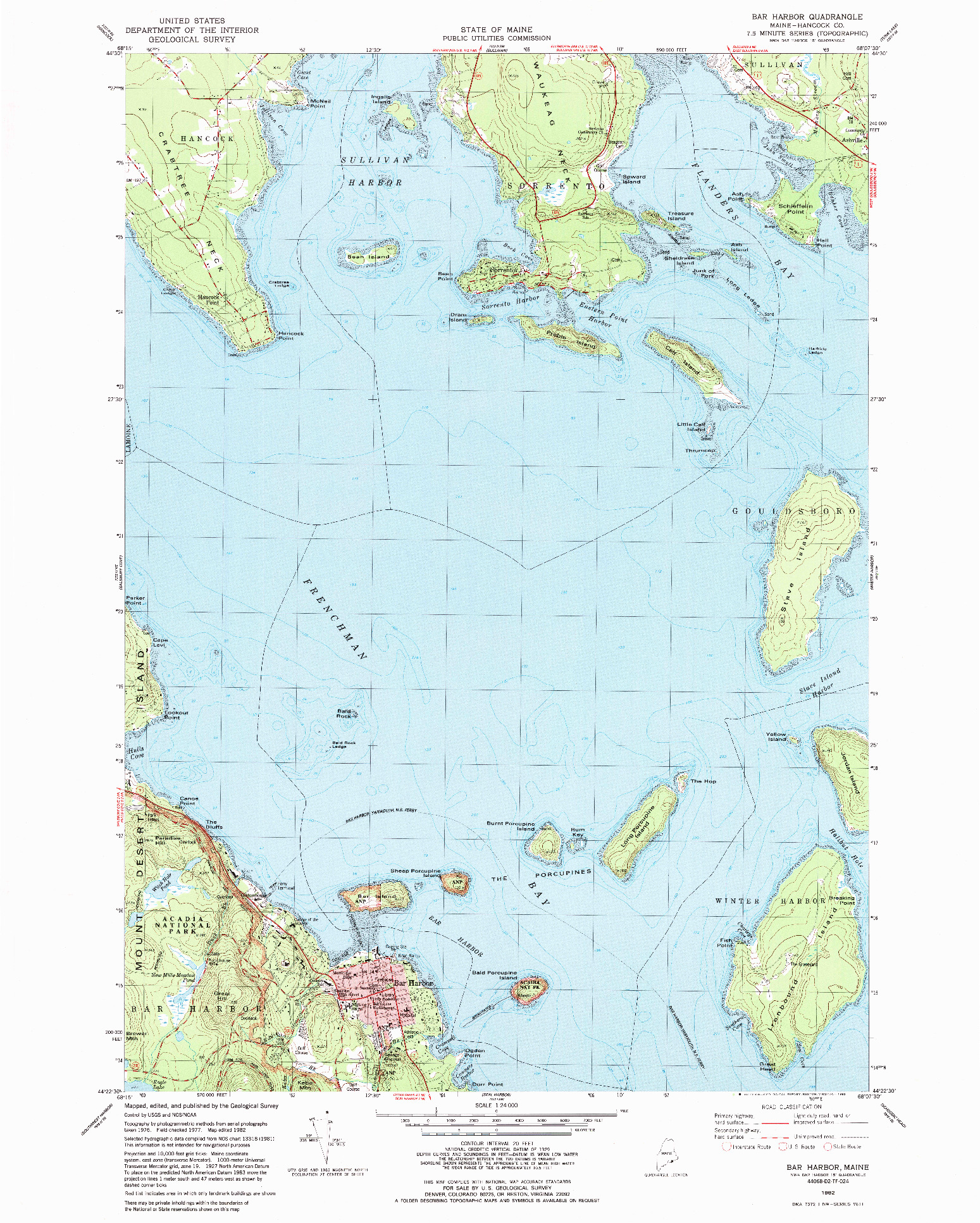 USGS 1:24000-SCALE QUADRANGLE FOR BAR HARBOR, ME 1982