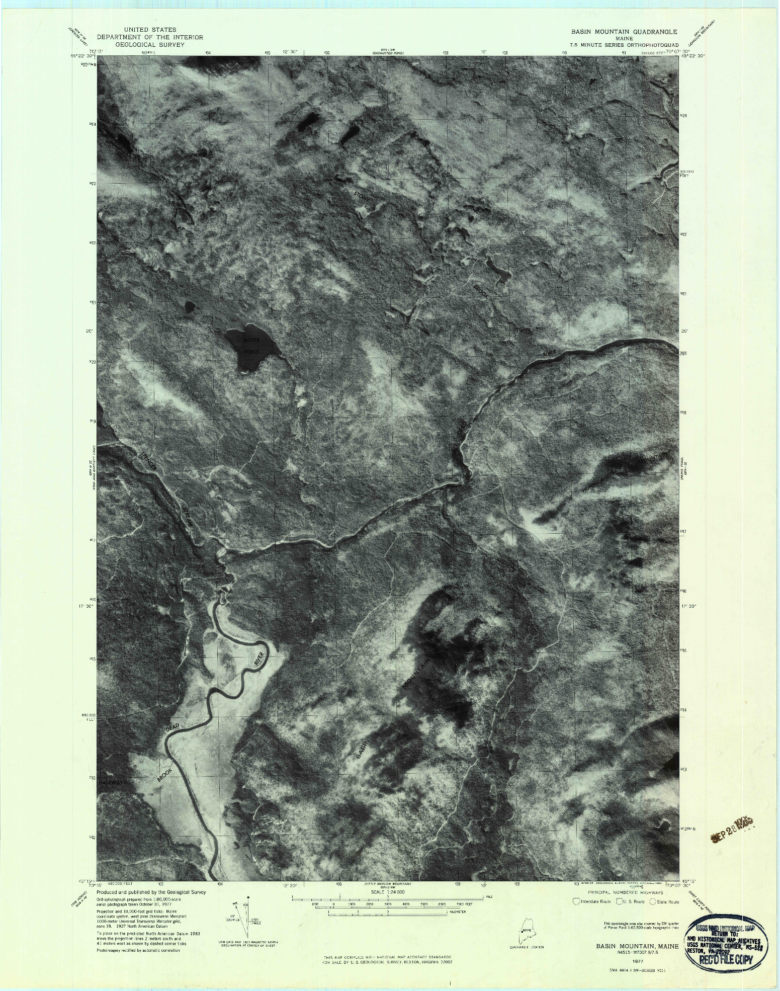 USGS 1:24000-SCALE QUADRANGLE FOR BASIN MOUNTAIN, ME 1977