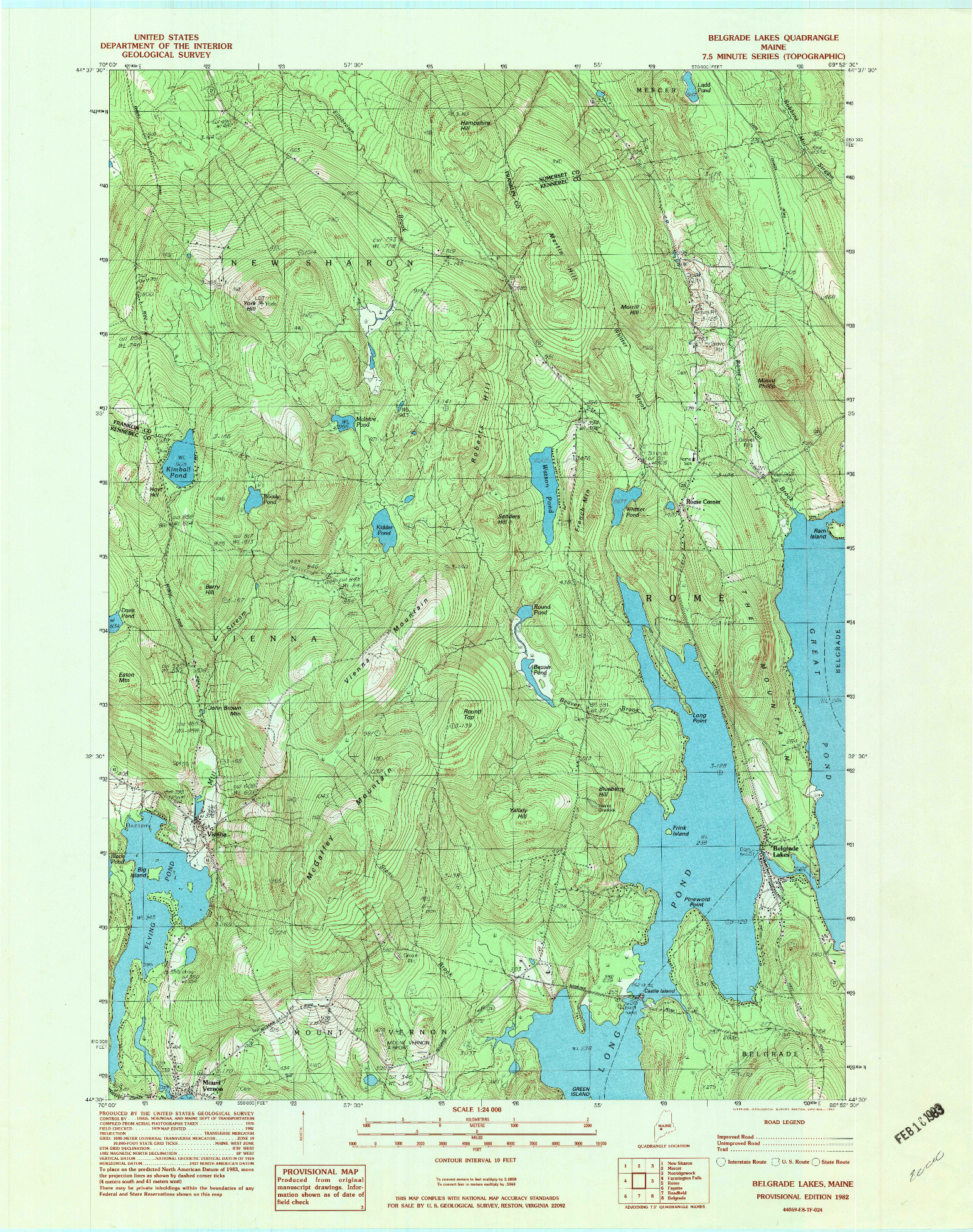 USGS 1:24000-SCALE QUADRANGLE FOR BELGRADE LAKES, ME 1982