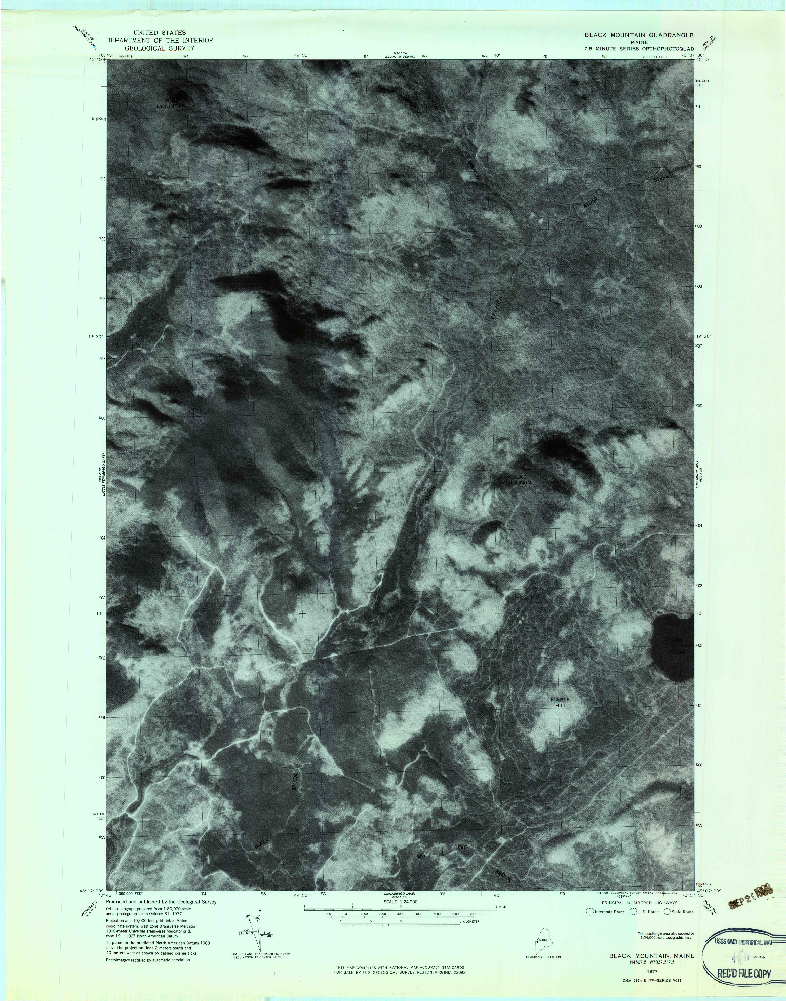 USGS 1:24000-SCALE QUADRANGLE FOR BLACK MOUNTAIN, ME 1977