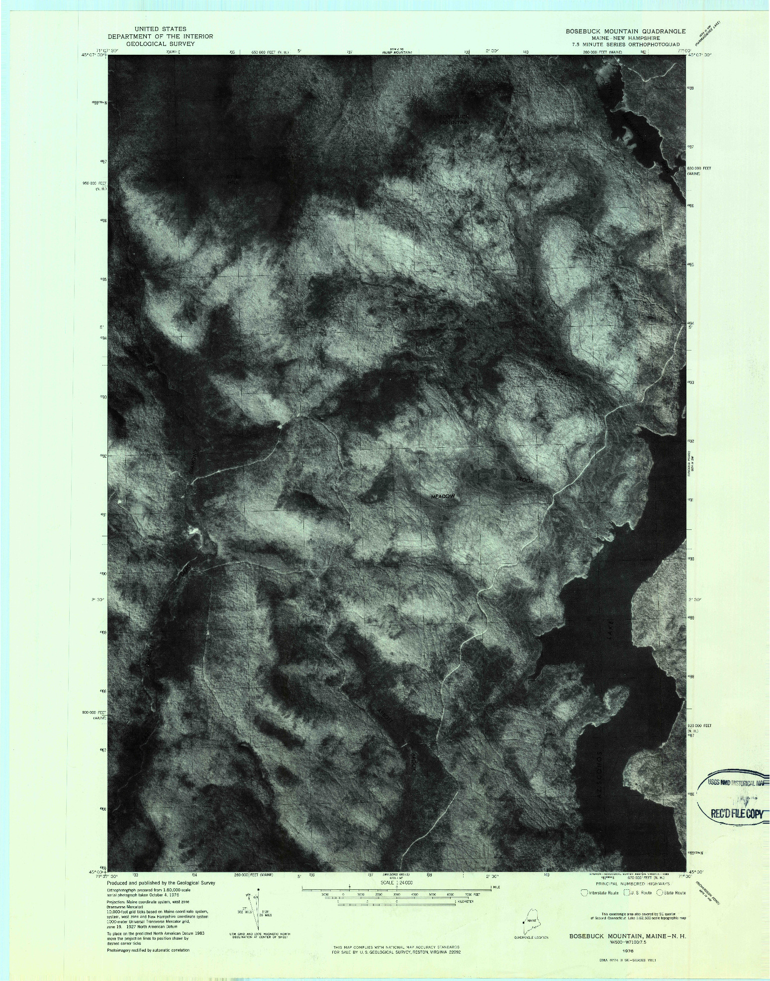 USGS 1:24000-SCALE QUADRANGLE FOR BOSEBUCK MOUNTAIN, ME 1976