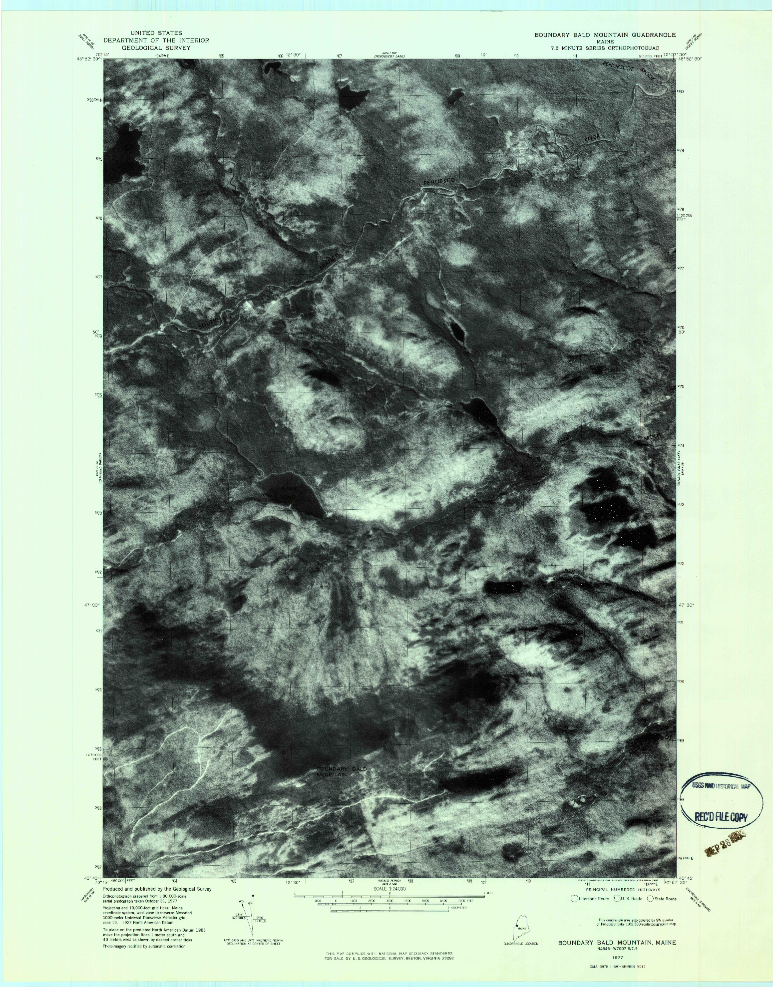USGS 1:24000-SCALE QUADRANGLE FOR BOUNDARY BALD MOUNTAIN, ME 1977