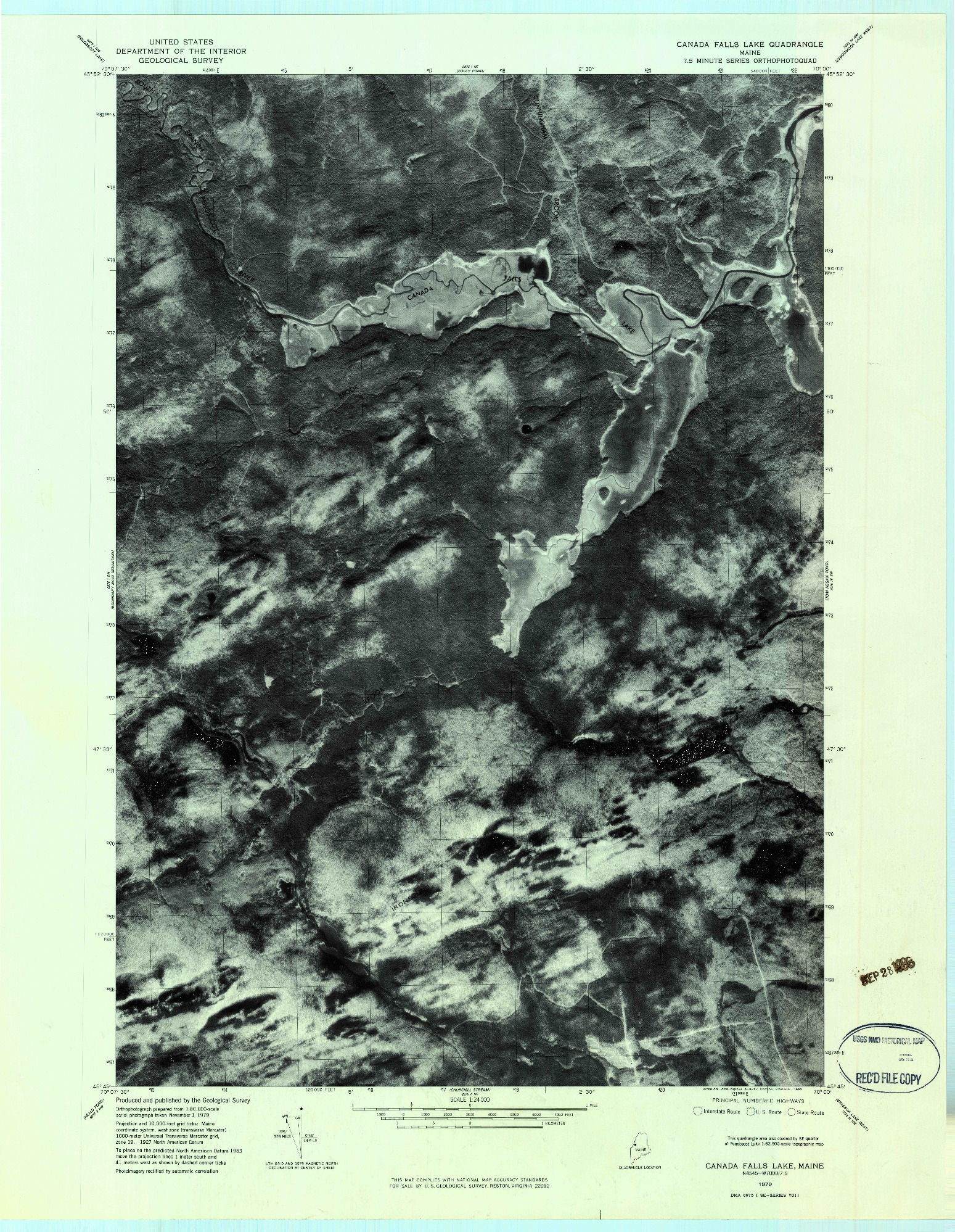 USGS 1:24000-SCALE QUADRANGLE FOR CANADA FALLS LAKE, ME 1979