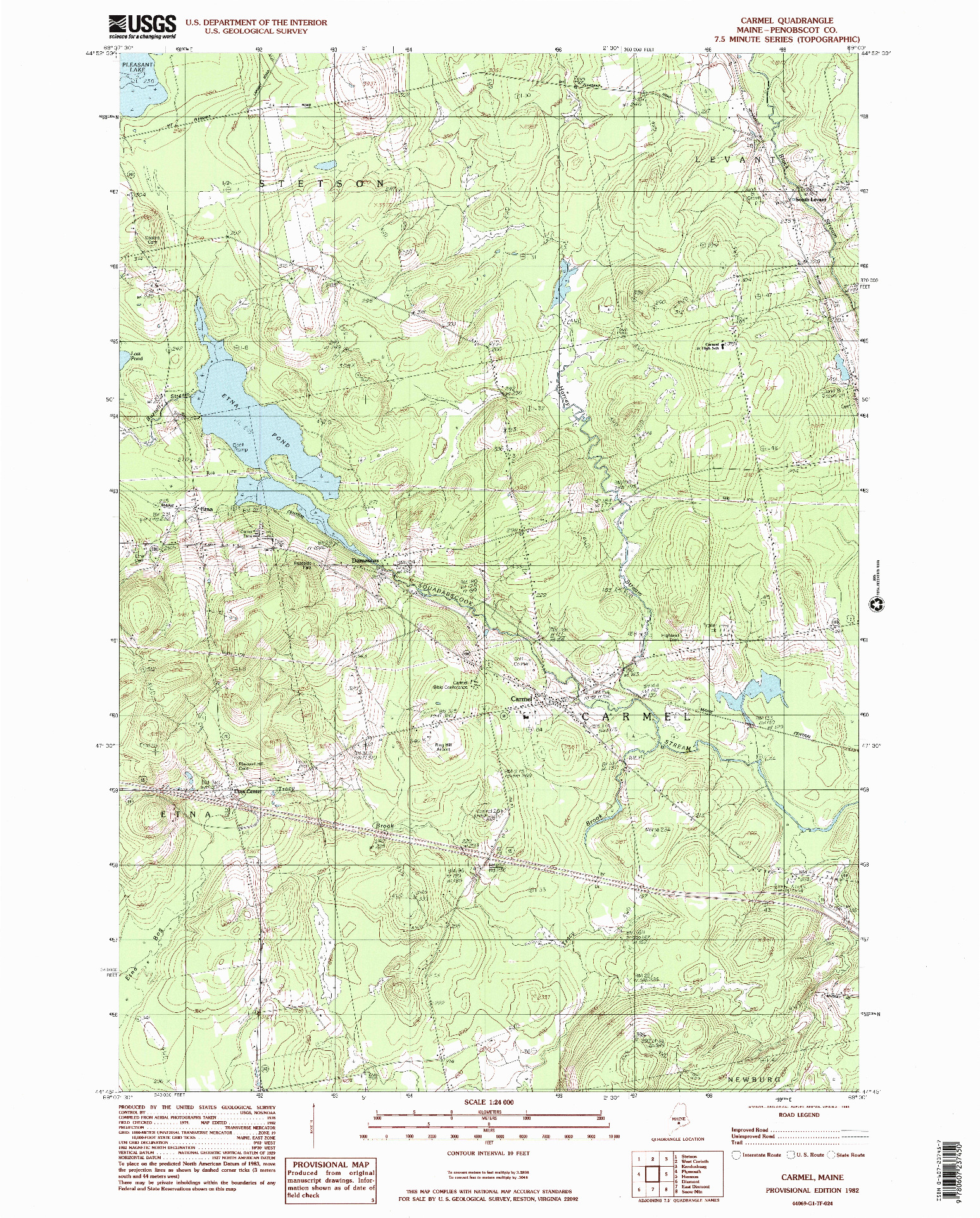 USGS 1:24000-SCALE QUADRANGLE FOR CARMELL, ME 1982