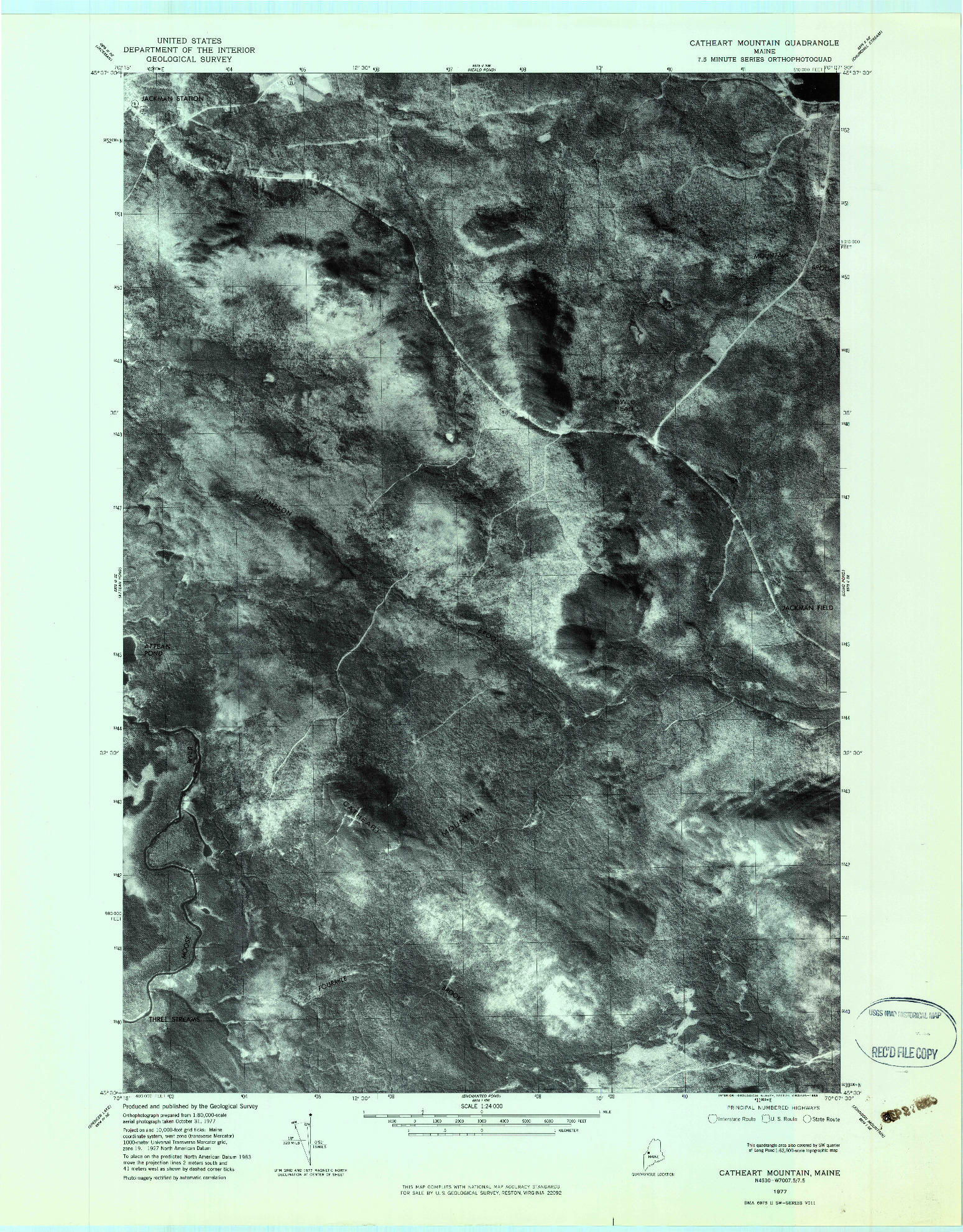 USGS 1:24000-SCALE QUADRANGLE FOR CATHEART MOUNTAIN, ME 1977