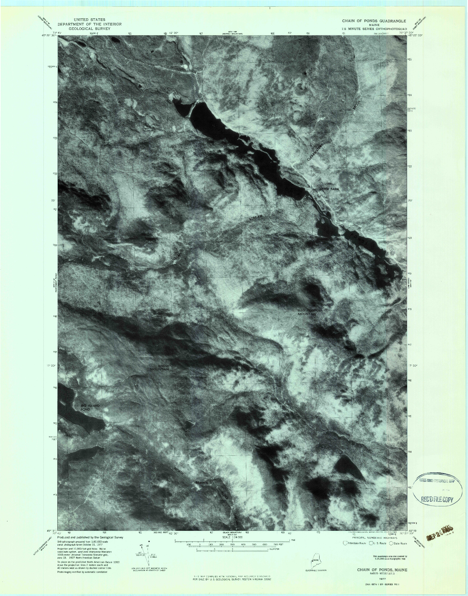 USGS 1:24000-SCALE QUADRANGLE FOR CHAIN OF PONDS, ME 1977