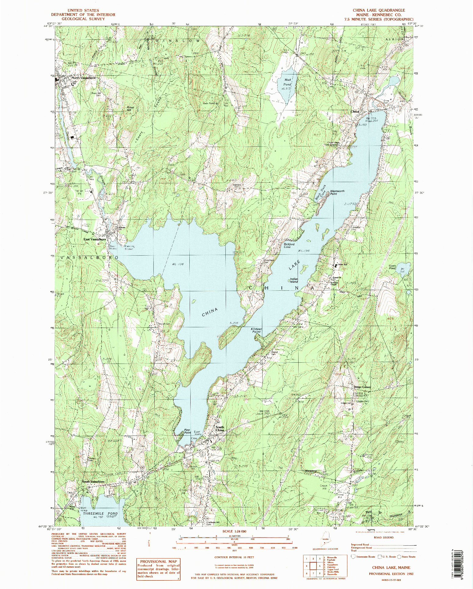 USGS 1:24000-SCALE QUADRANGLE FOR CHINA LAKE, ME 1983