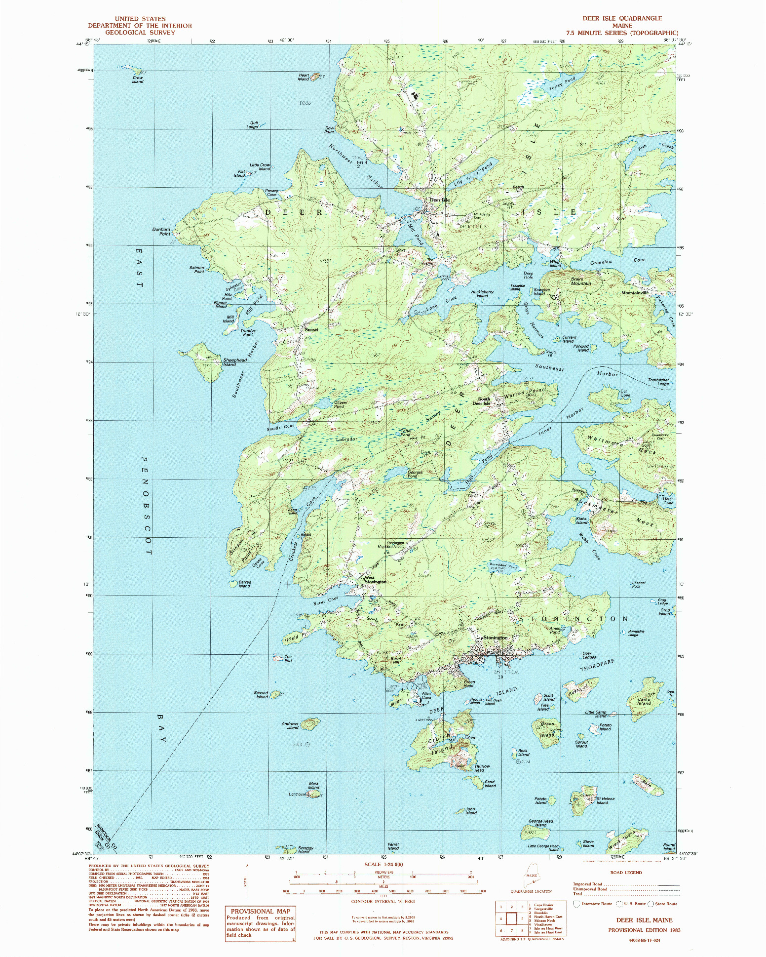 USGS 1:24000-SCALE QUADRANGLE FOR DEER ISLE, ME 1983