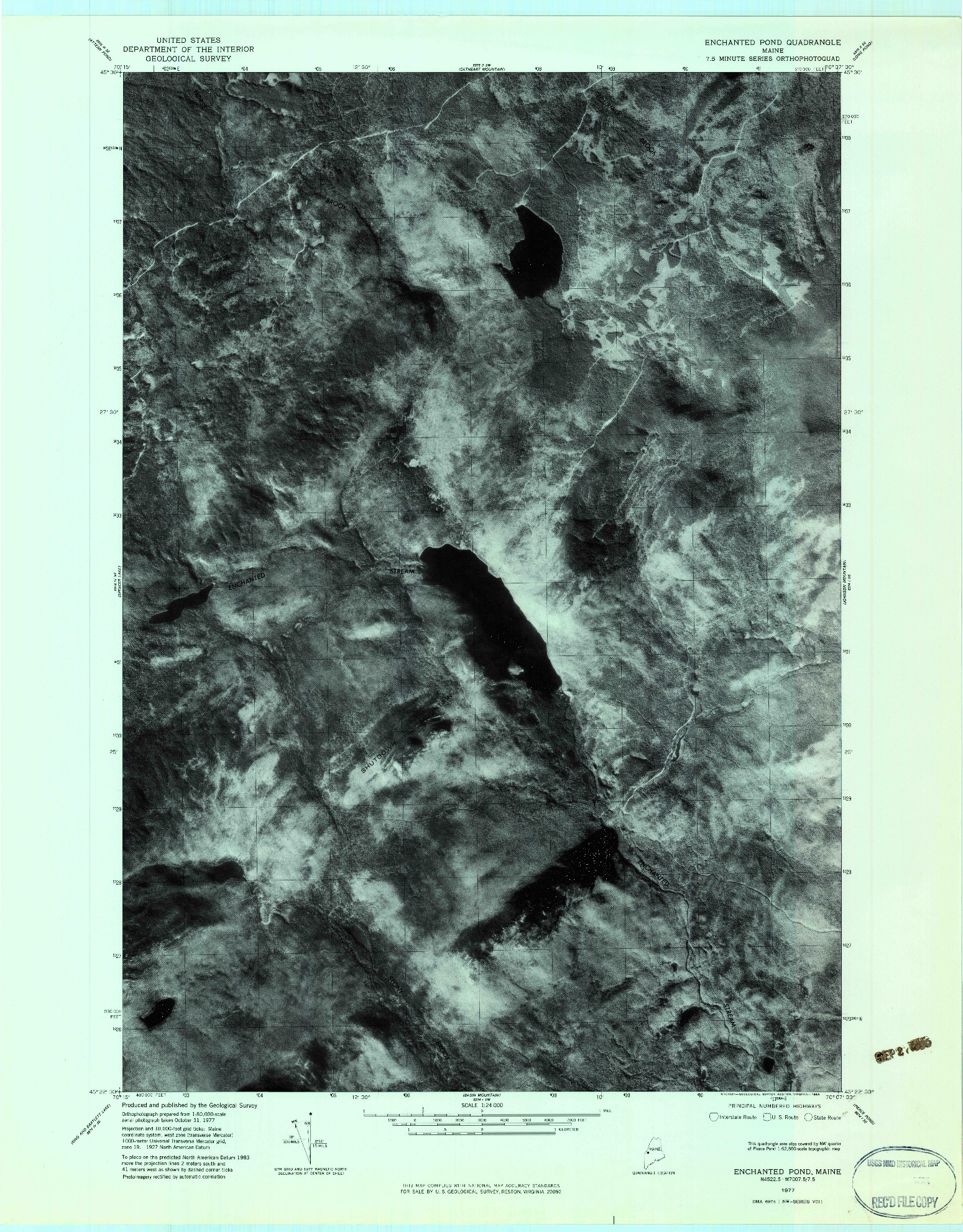 USGS 1:24000-SCALE QUADRANGLE FOR ENCHANTED POND, ME 1977