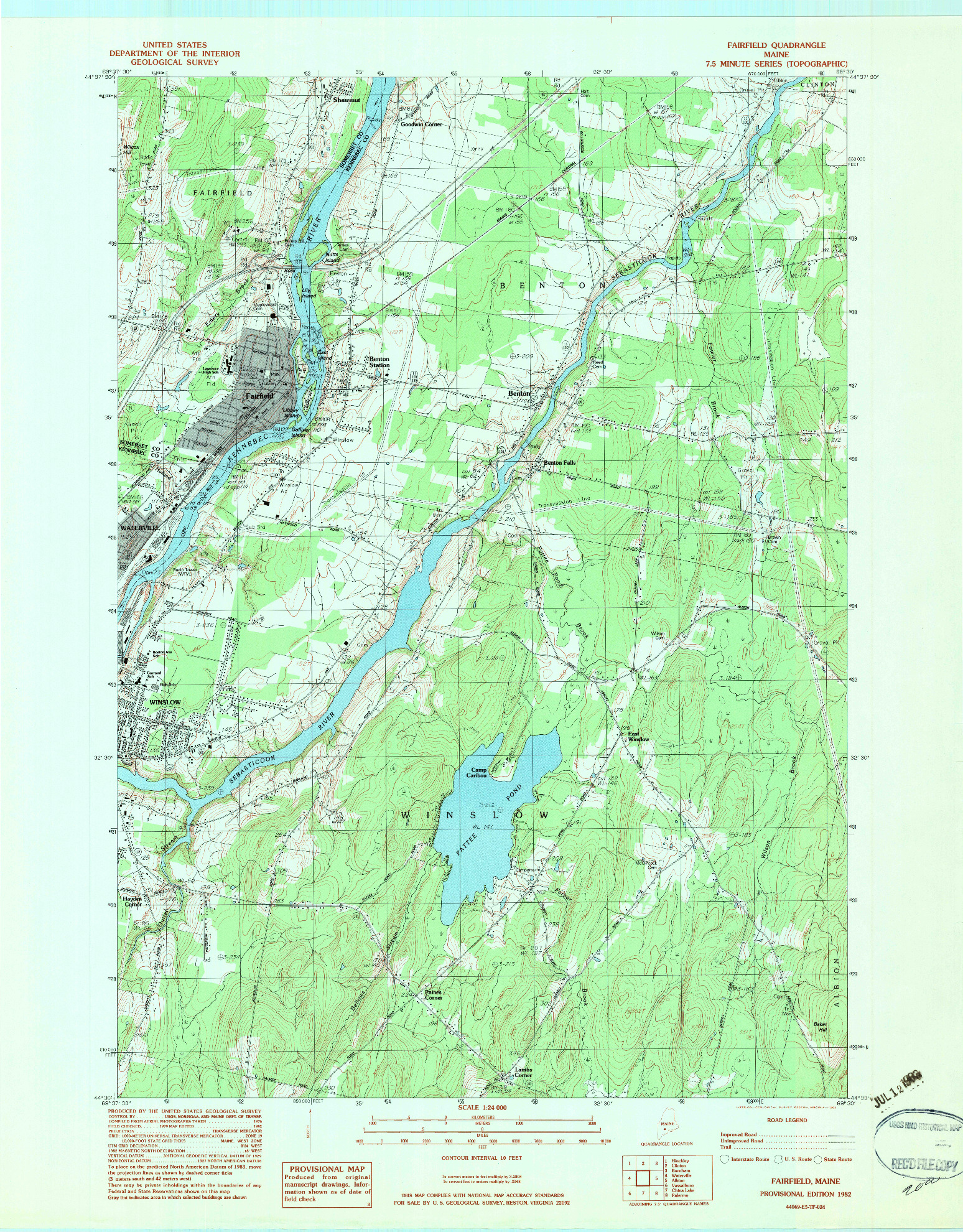 USGS 1:24000-SCALE QUADRANGLE FOR FAIRFIELD, ME 1982