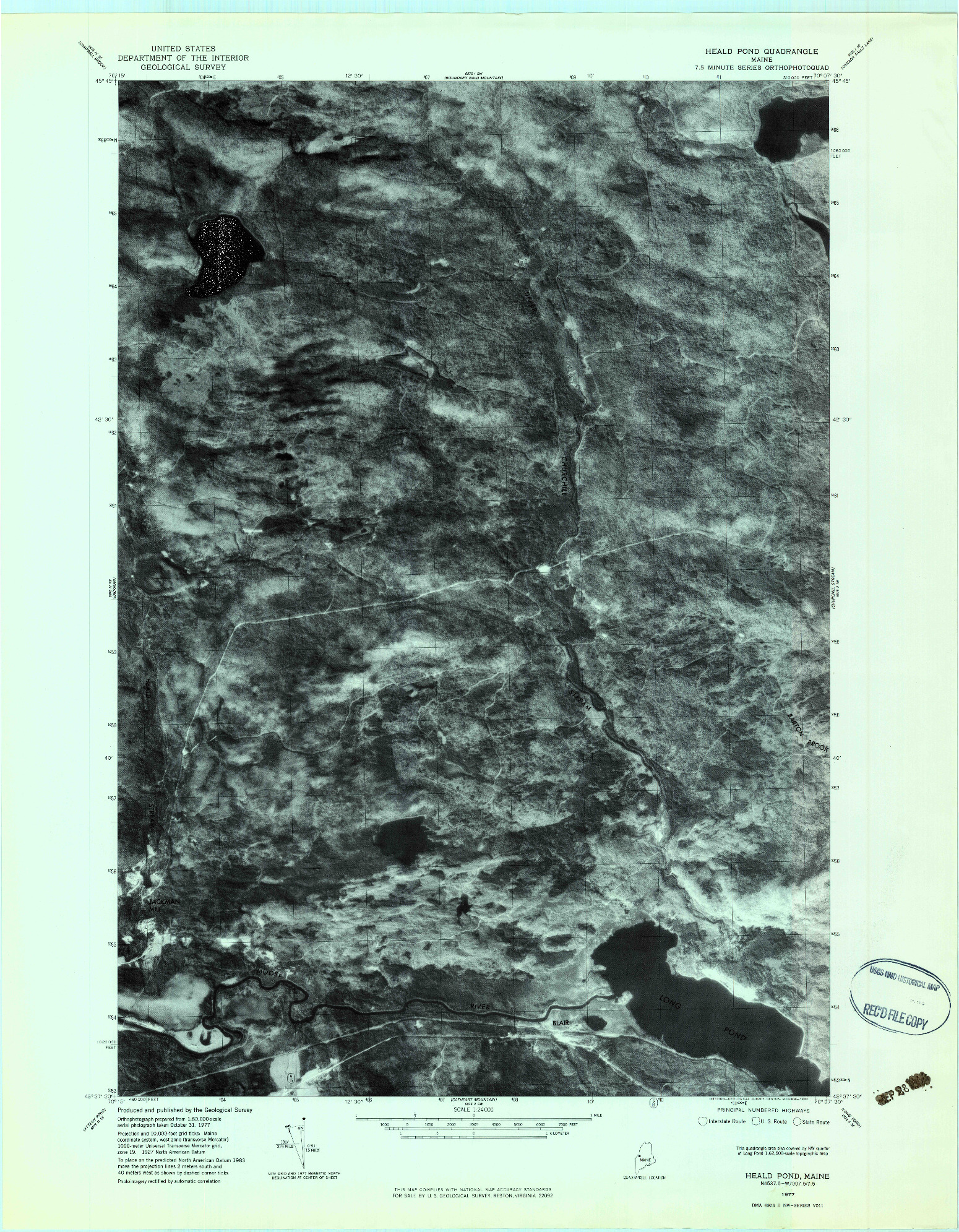 USGS 1:24000-SCALE QUADRANGLE FOR HEALD POND, ME 1977