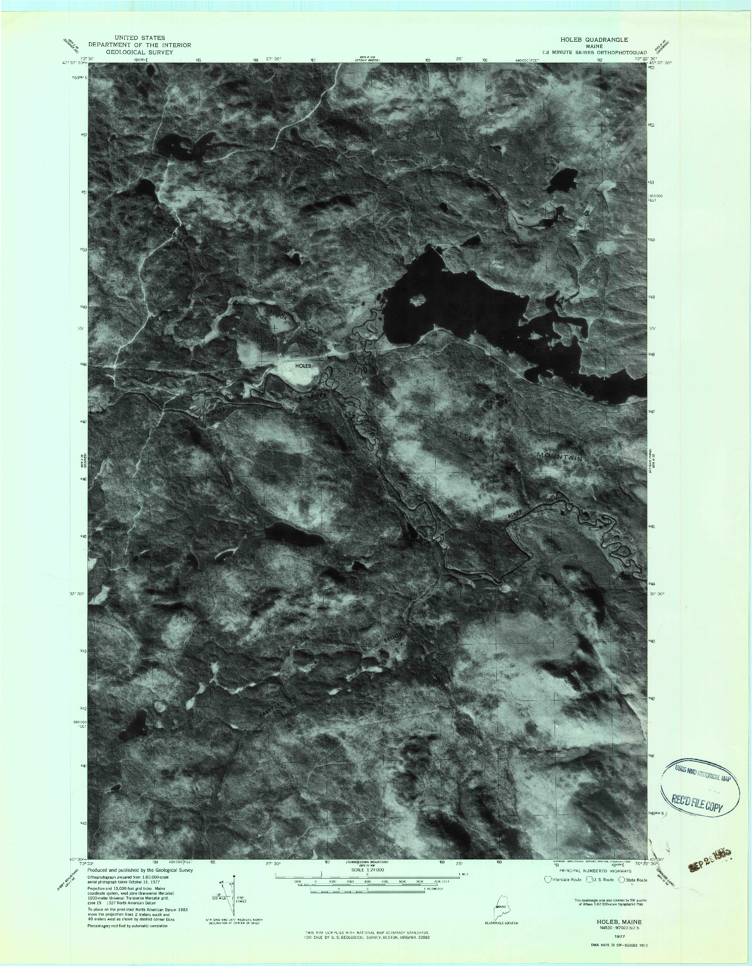 USGS 1:24000-SCALE QUADRANGLE FOR HOLEB, ME 1977