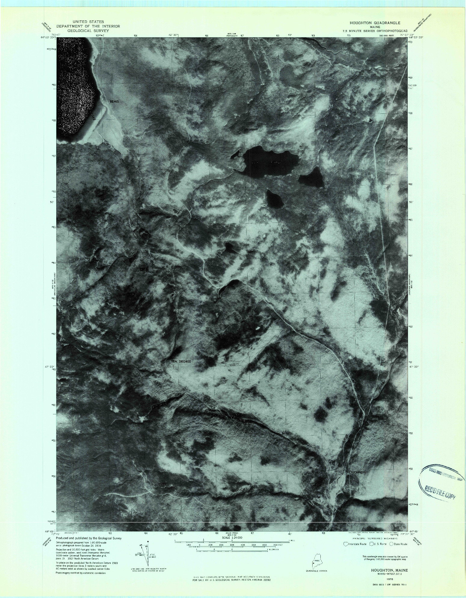 USGS 1:24000-SCALE QUADRANGLE FOR HOUGHTON, ME 1978
