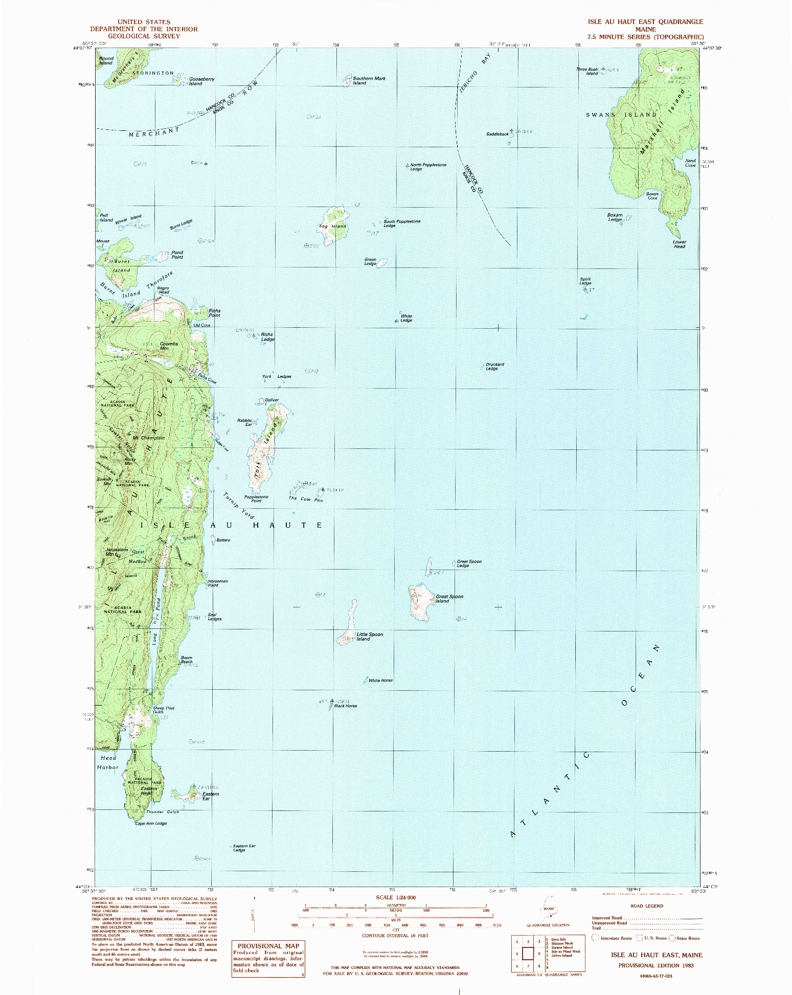 USGS 1:24000-SCALE QUADRANGLE FOR ISLE AU HAUT EAST, ME 1983