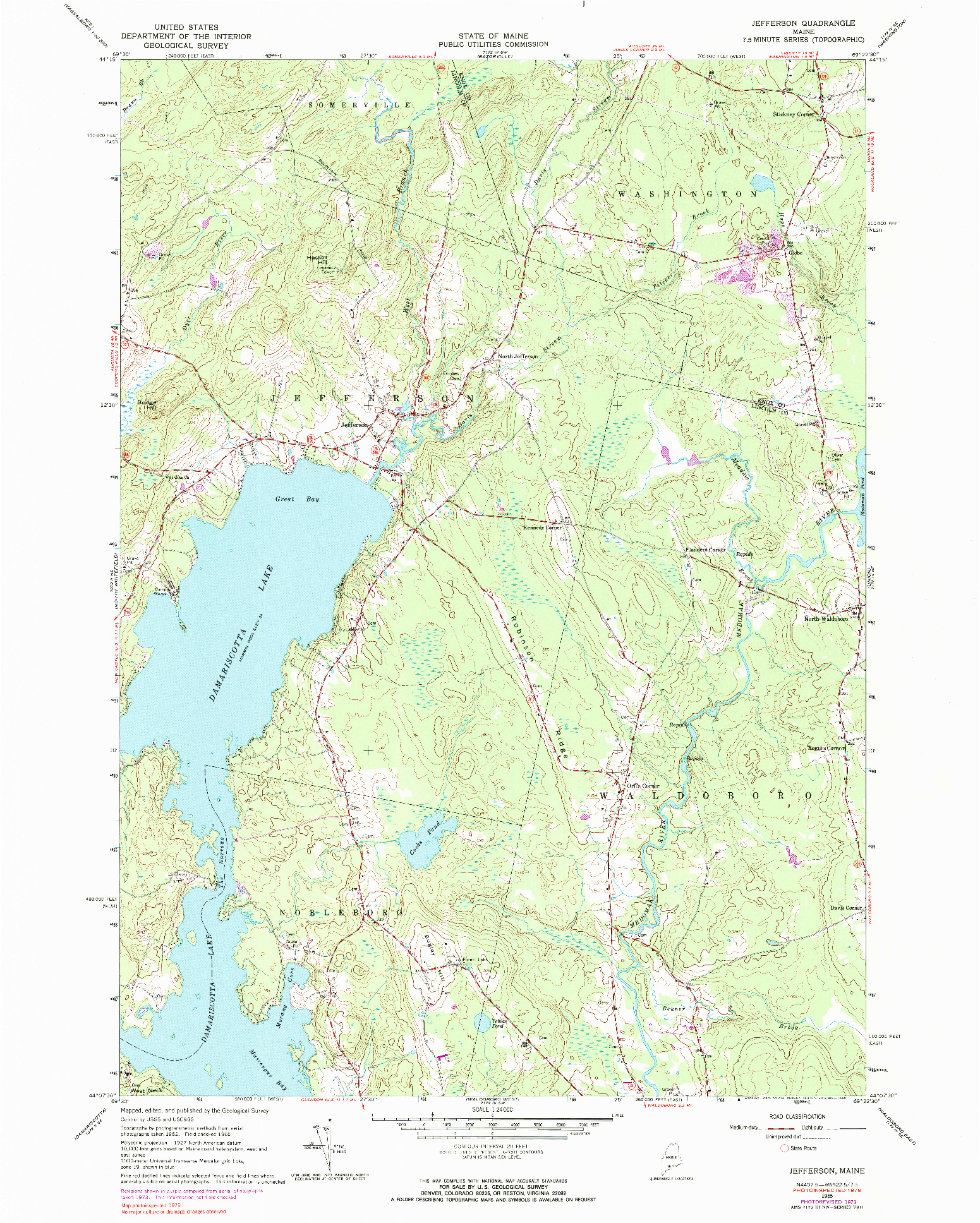 USGS 1:24000-SCALE QUADRANGLE FOR JEFFERSON, ME 1965