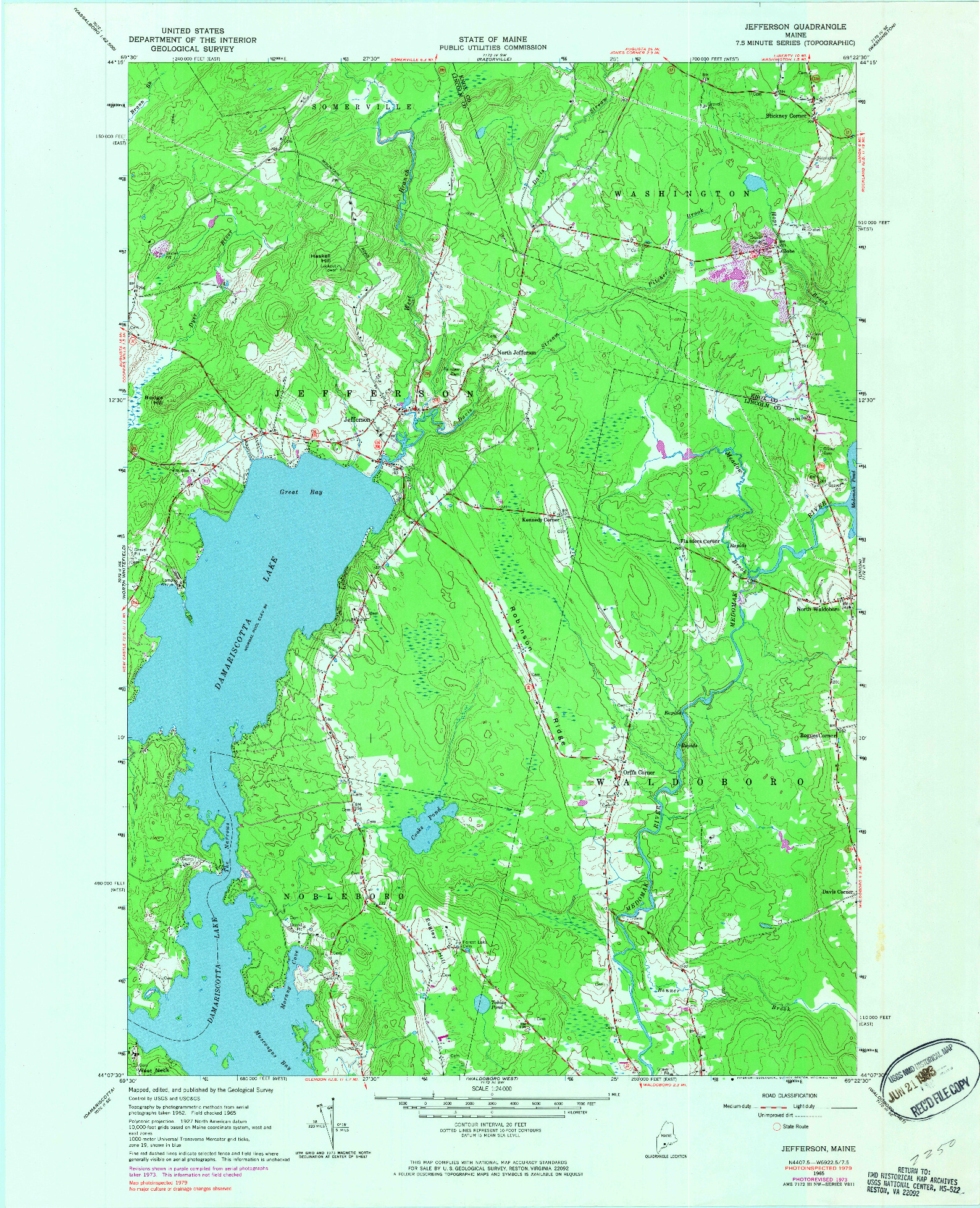 USGS 1:24000-SCALE QUADRANGLE FOR JEFFERSON, ME 1965