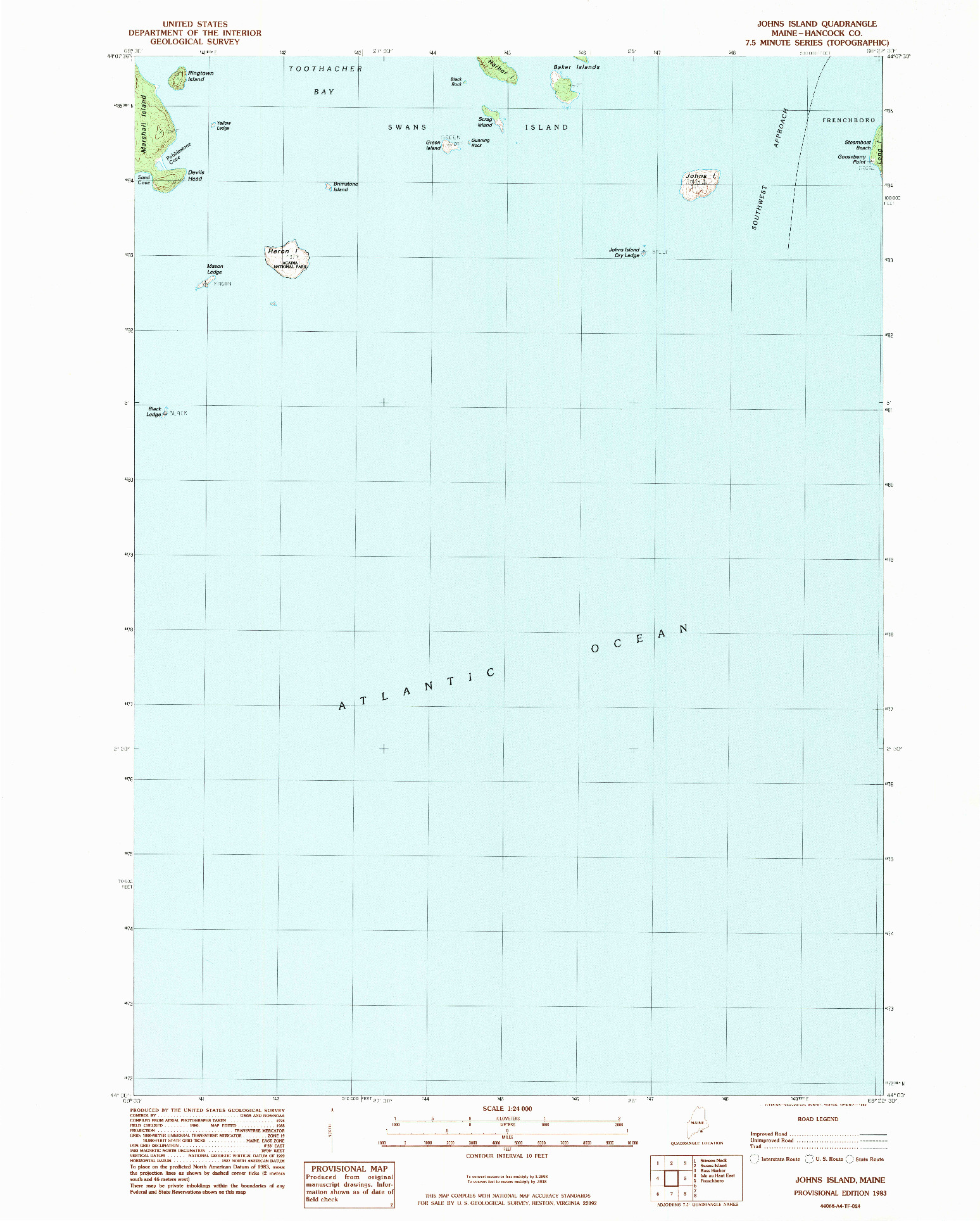 USGS 1:24000-SCALE QUADRANGLE FOR JOHNS ISLAND, ME 1983