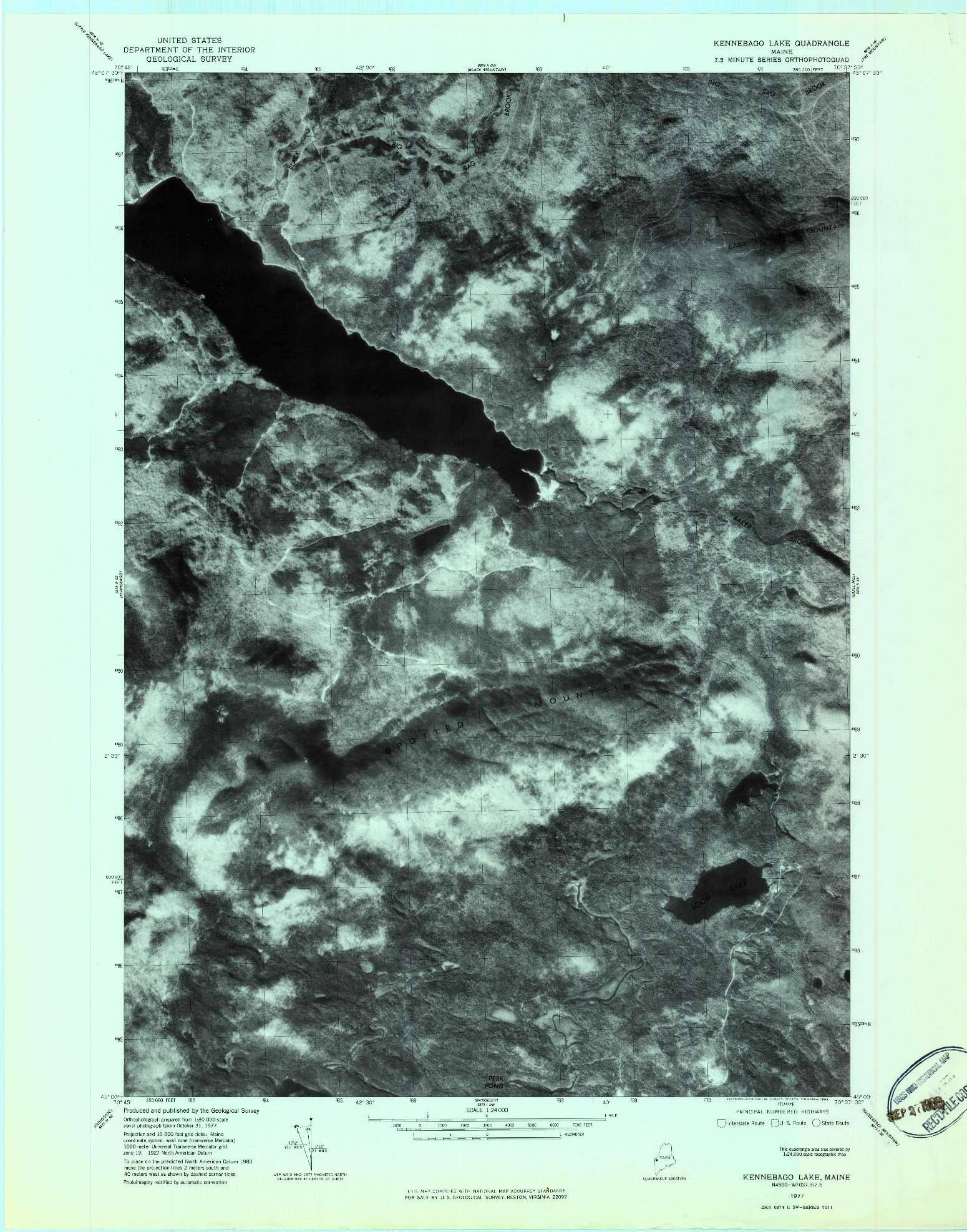 USGS 1:24000-SCALE QUADRANGLE FOR KENNEBAGO LAKE, ME 1977