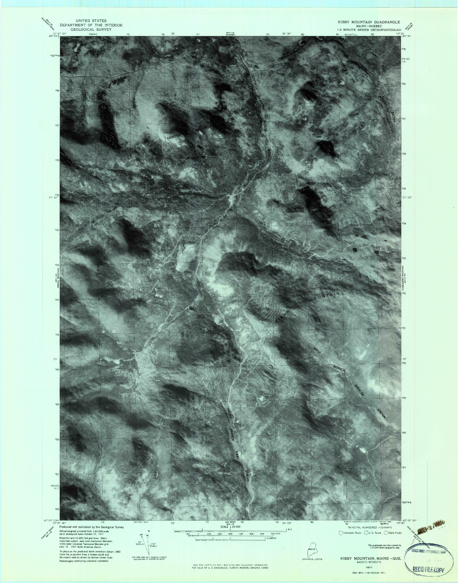 USGS 1:24000-SCALE QUADRANGLE FOR KIBBY MOUNTAIN, ME 1977