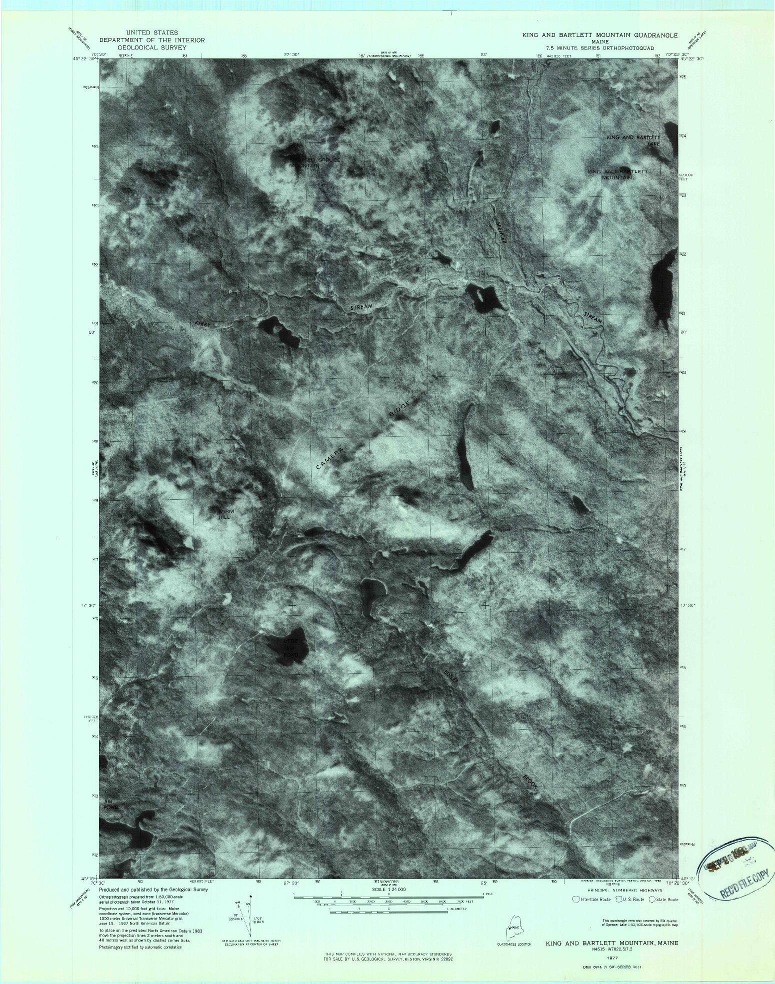 USGS 1:24000-SCALE QUADRANGLE FOR KING AND BARTLETT MOUNTAIN, ME 1977