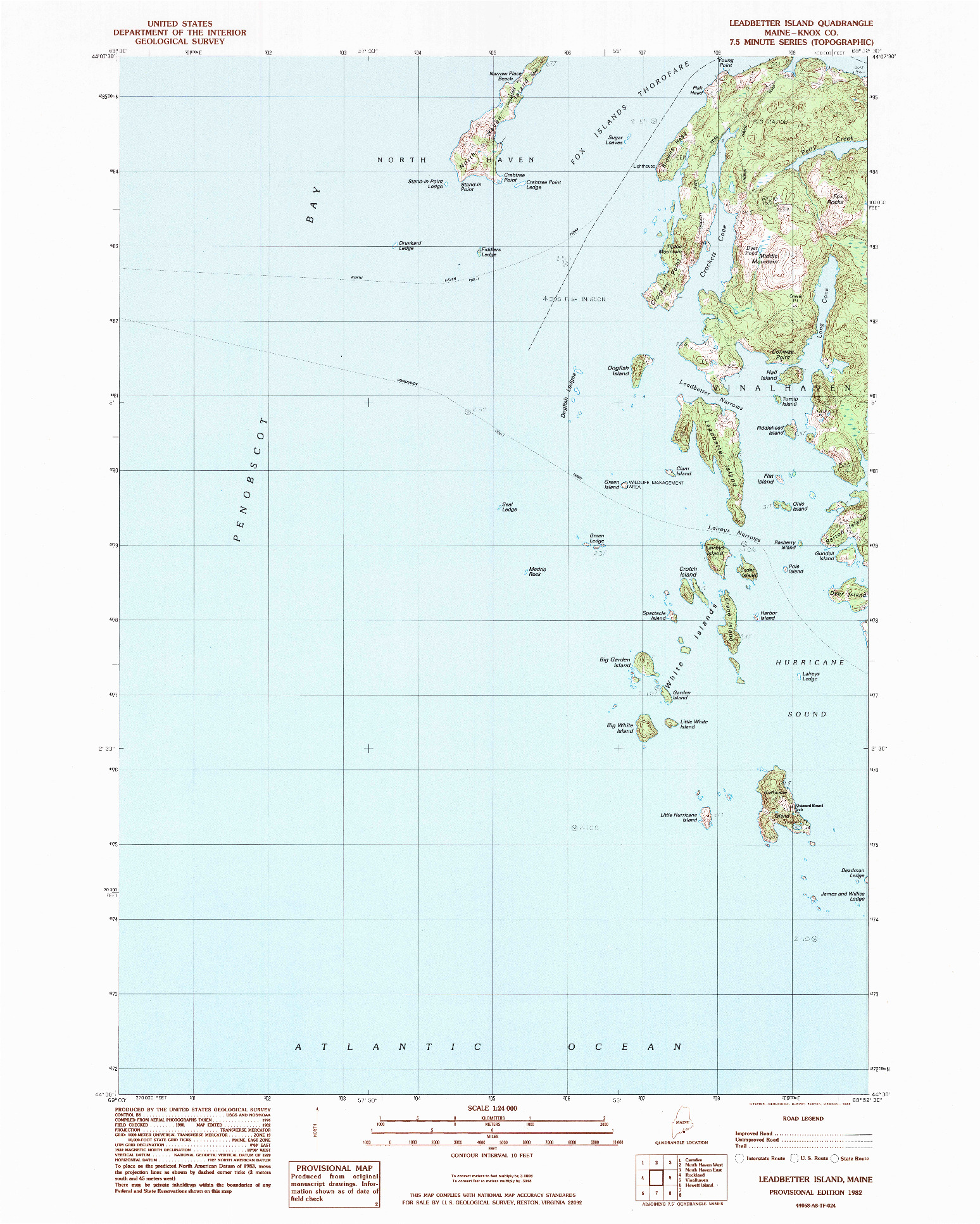USGS 1:24000-SCALE QUADRANGLE FOR LEADBETTER ISLAND, ME 1982