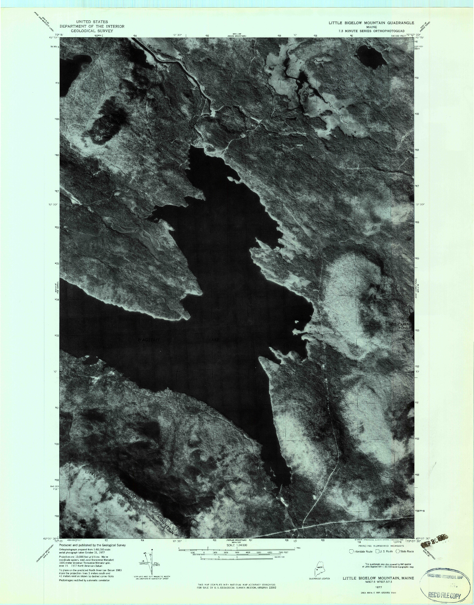 USGS 1:24000-SCALE QUADRANGLE FOR LITTLE BIGELOW MOUNTAIN, ME 1977