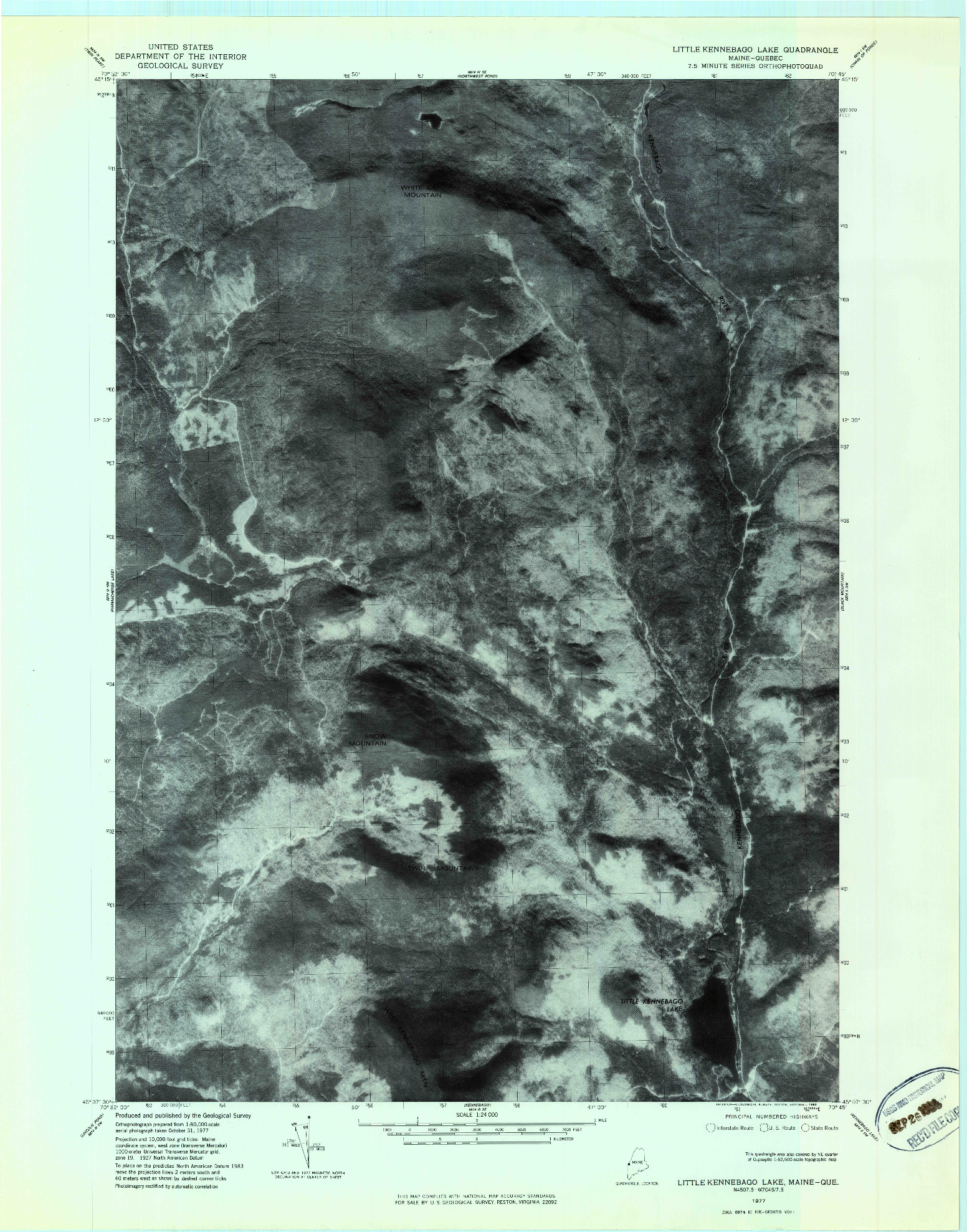 USGS 1:24000-SCALE QUADRANGLE FOR LITTLE KENNEBAGO LAKE, ME 1977