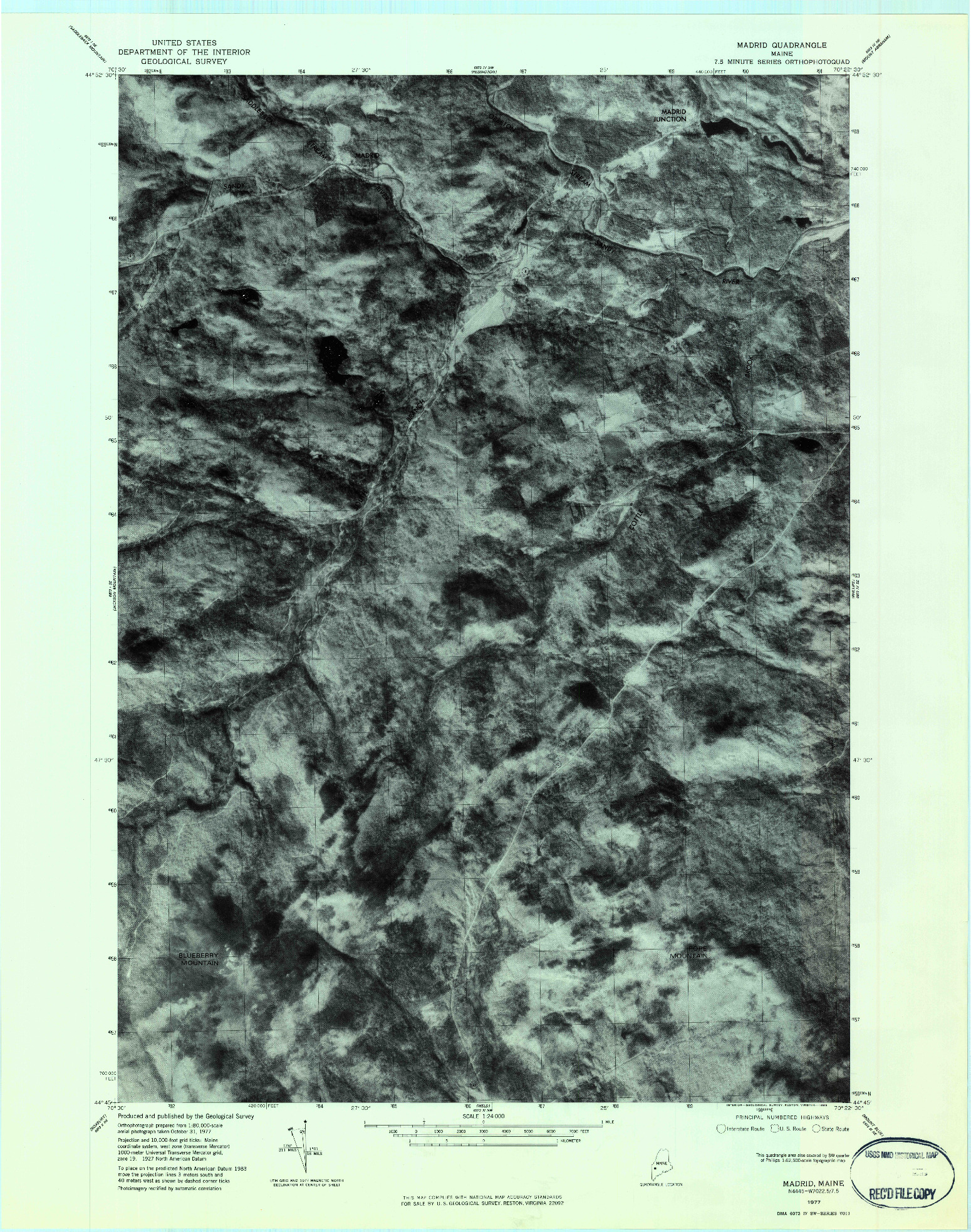 USGS 1:24000-SCALE QUADRANGLE FOR MADRID, ME 1977