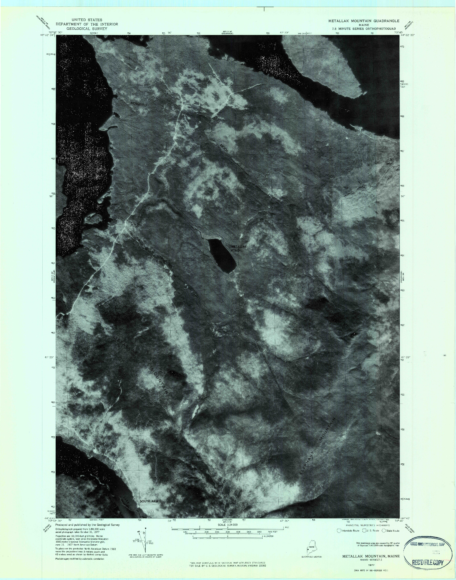 USGS 1:24000-SCALE QUADRANGLE FOR METALLAK MOUNTAIN, ME 1977
