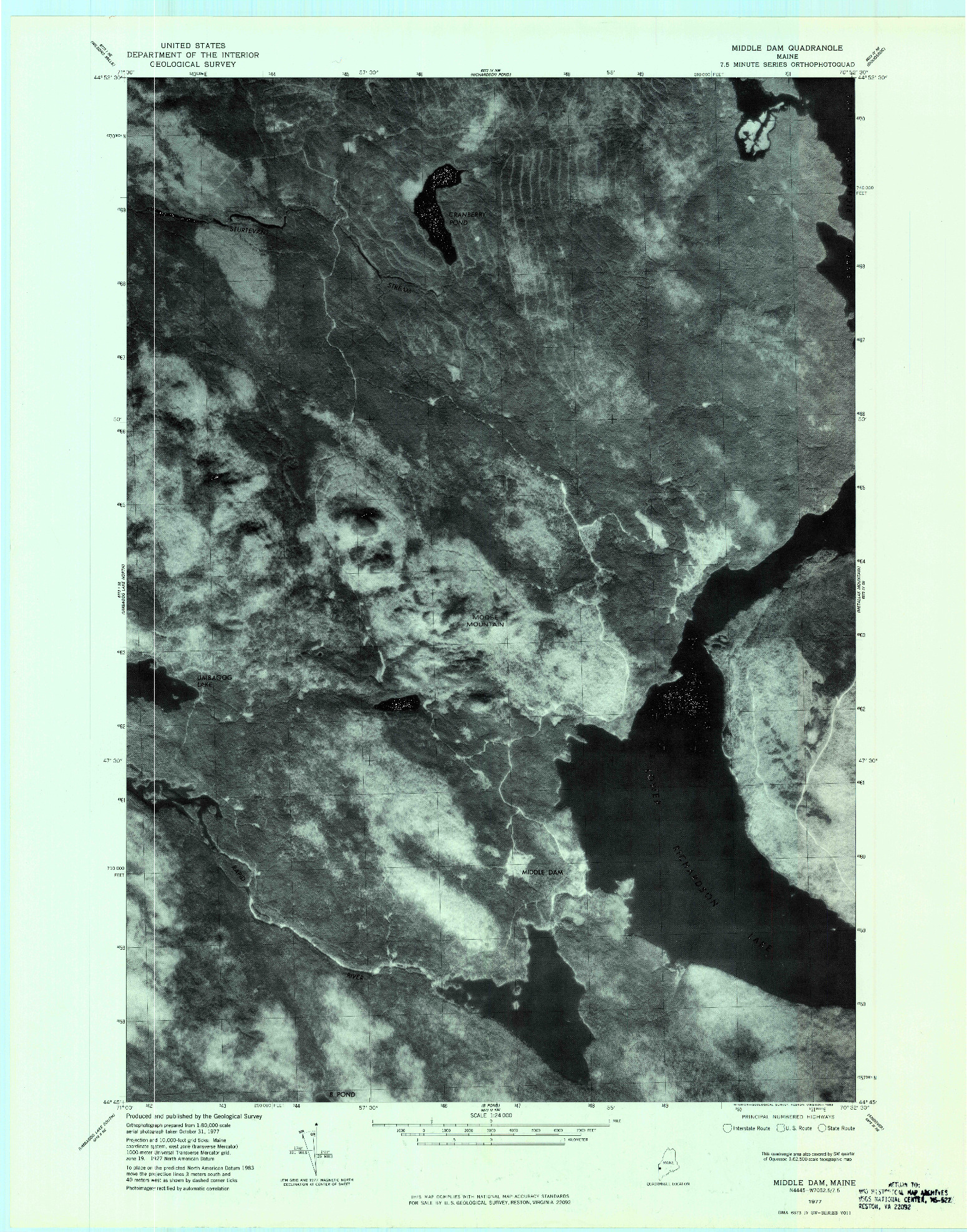 USGS 1:24000-SCALE QUADRANGLE FOR MIDDLE DAM, ME 1977