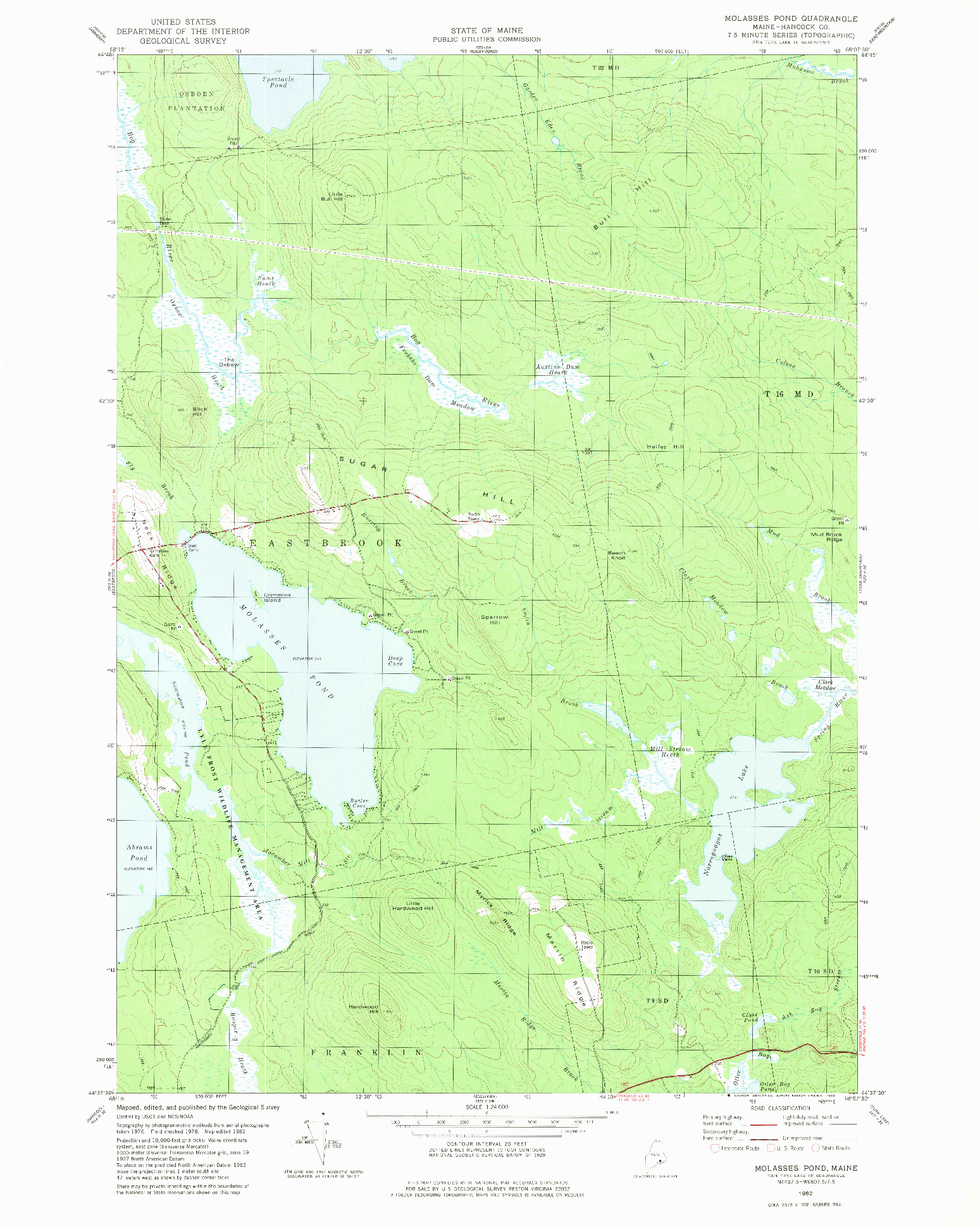 USGS 1:24000-SCALE QUADRANGLE FOR MOLASSES POND, ME 1982