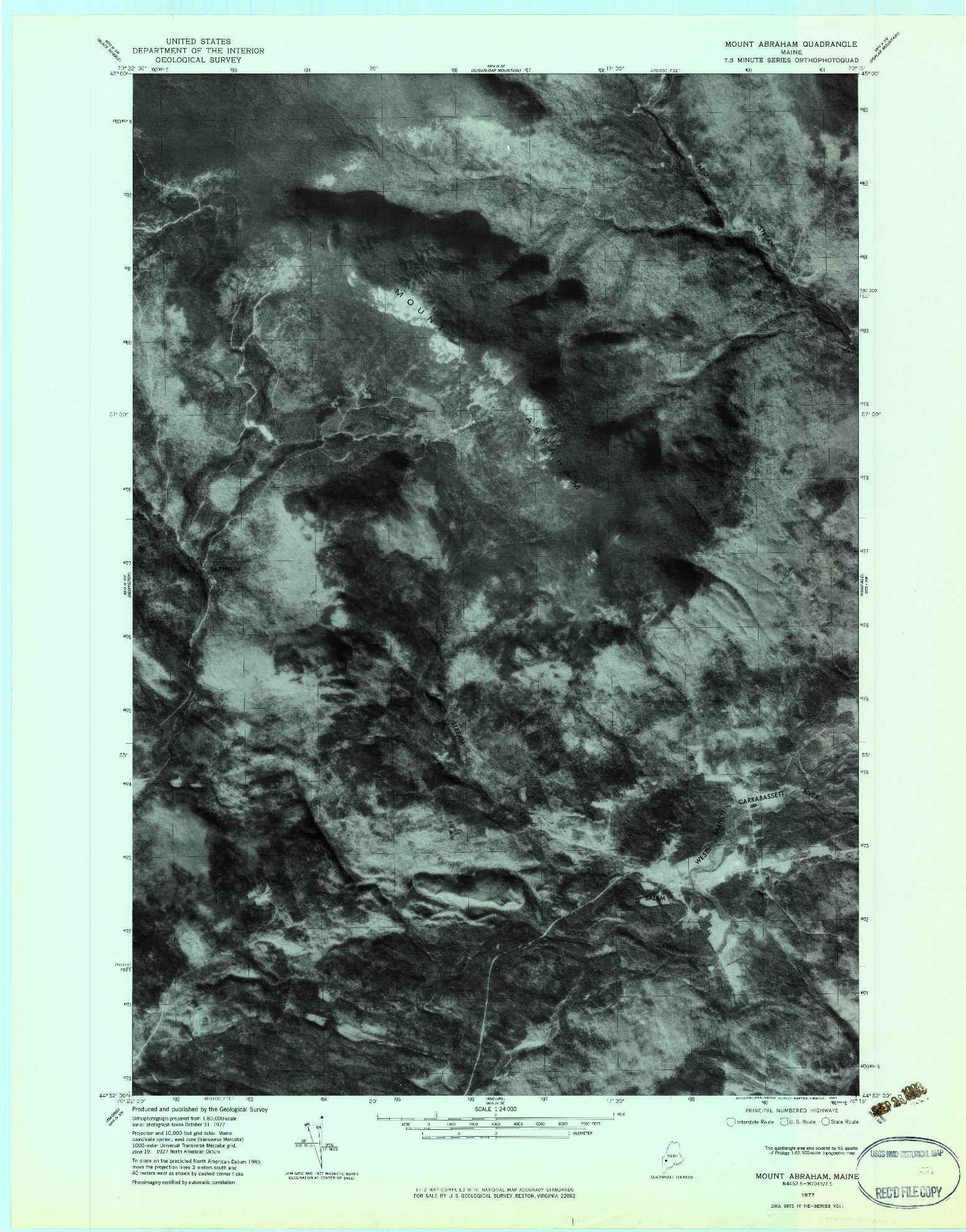 USGS 1:24000-SCALE QUADRANGLE FOR MOUNT ABRAHAM, ME 1977
